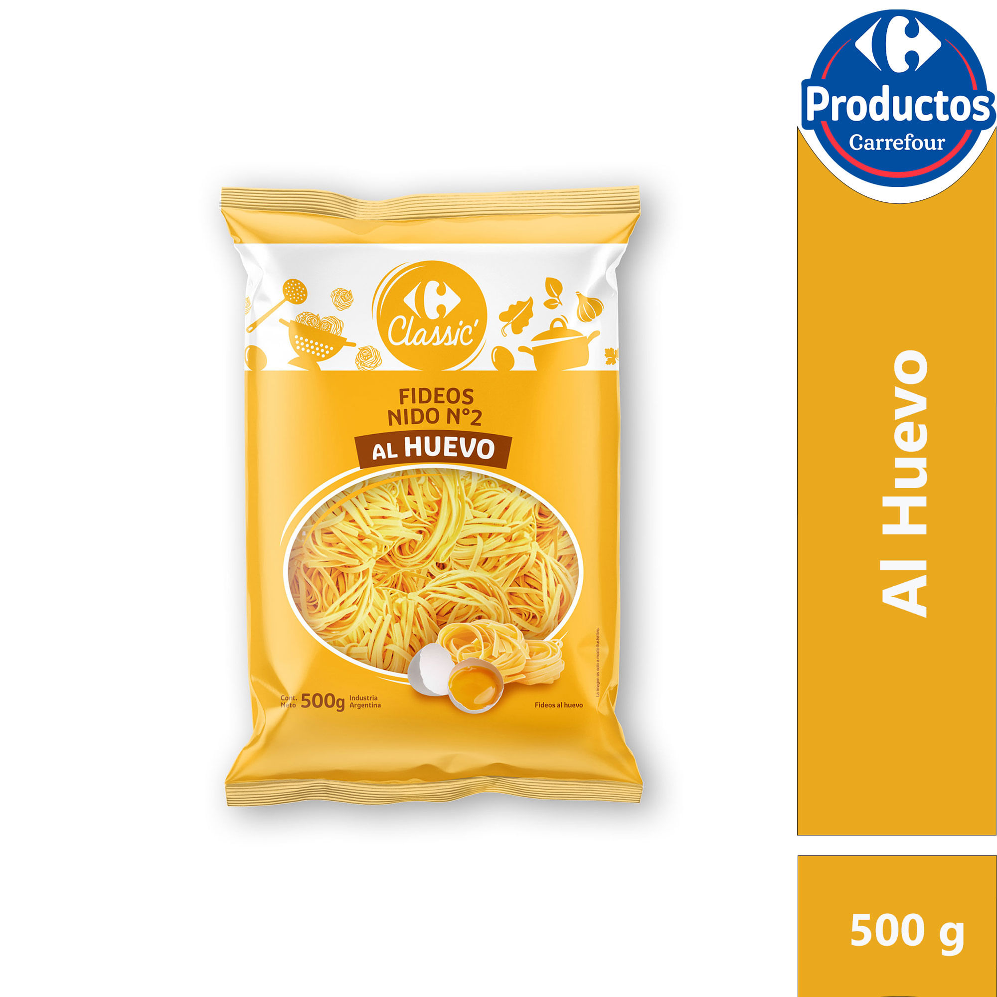 Fideos nido huevo Carrefour Classic 500 g.