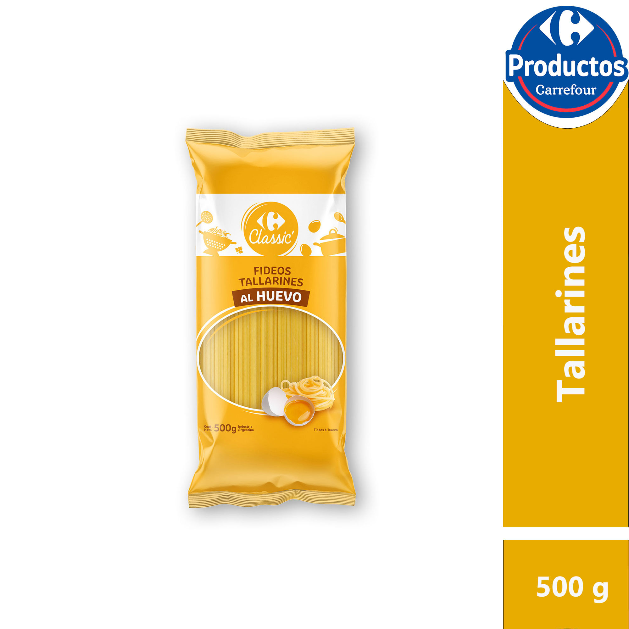 Fideos tallarines huevo Carrefour Classic 80 g.