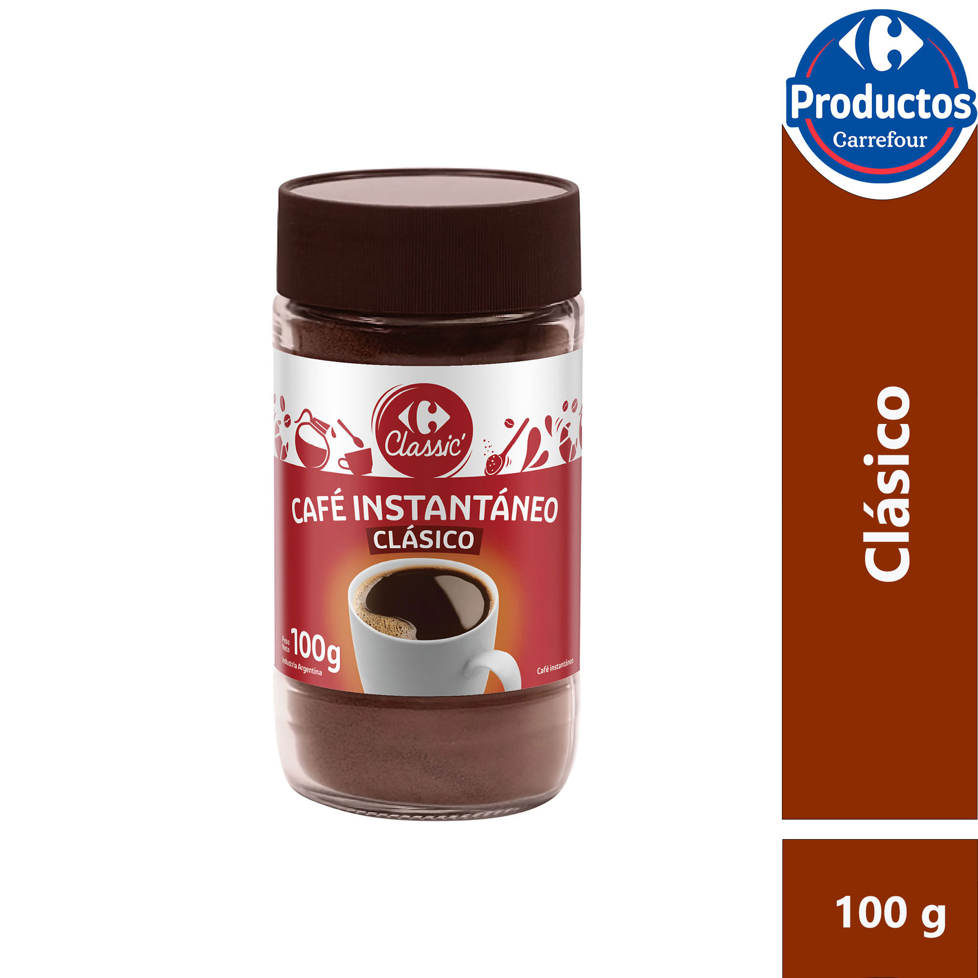 Café instantáneo Carrefour Classic clásico en frasco 100 grs