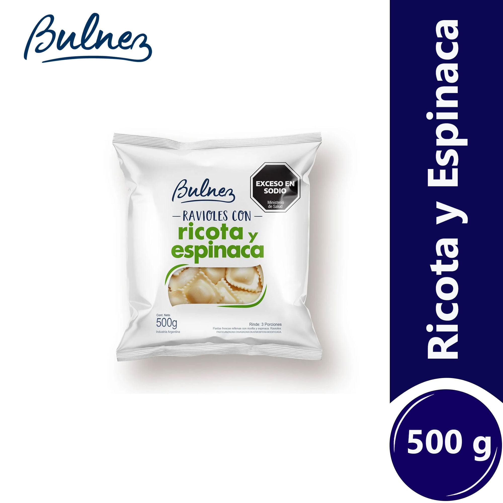 Ravioles de ricota y espinaca Bulnez fp 500 g.