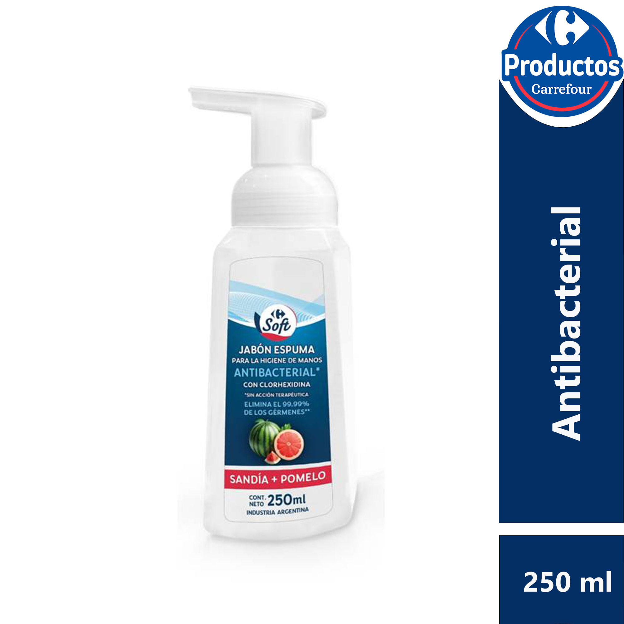 Jabón espuma antibacterial Carrefour Soft de sandia y pomelo 250 ml