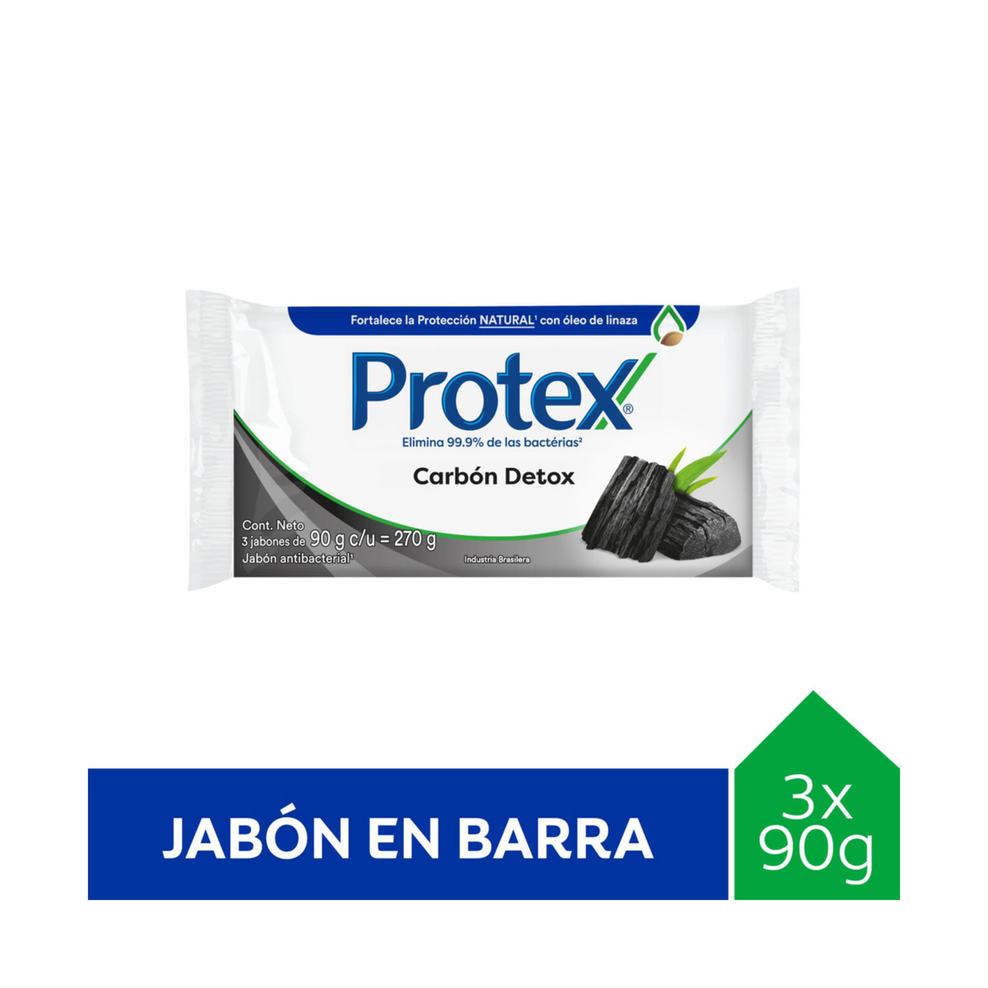 Jabón de tocador Protex Carbón 90 grs 3 uni
