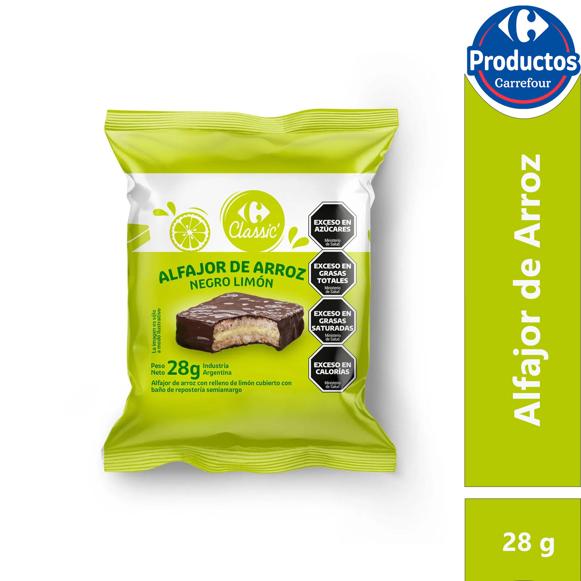 Alfajor de arroz negro limón Carrefour Classic 28 g.