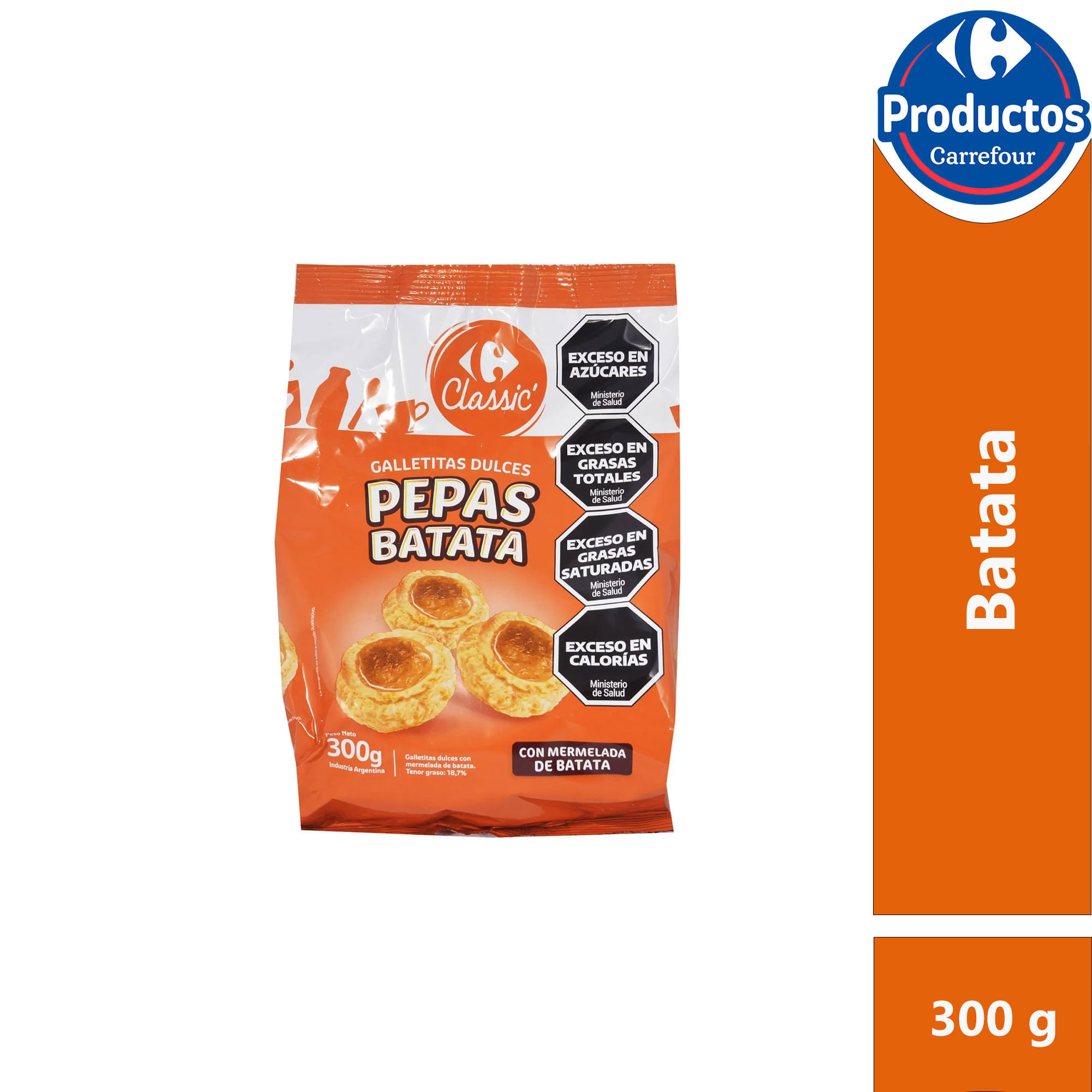 Galletitas pepa de batata Carrefour classic 300 g.