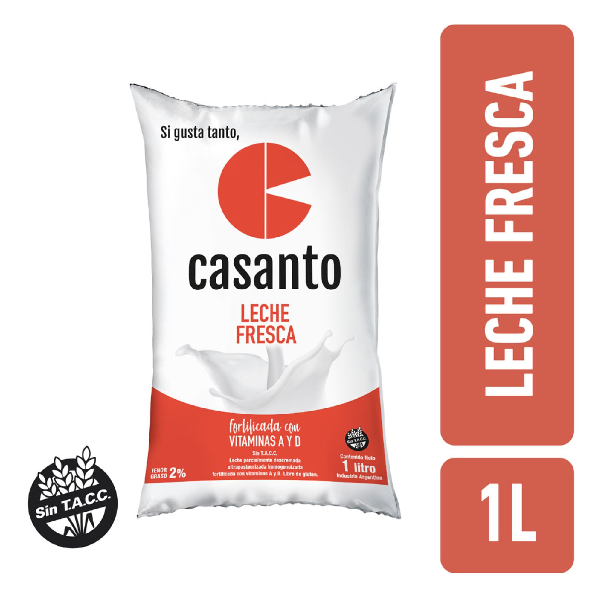 Leche descremada Casanto 2 ultra para sachet 1 l.
