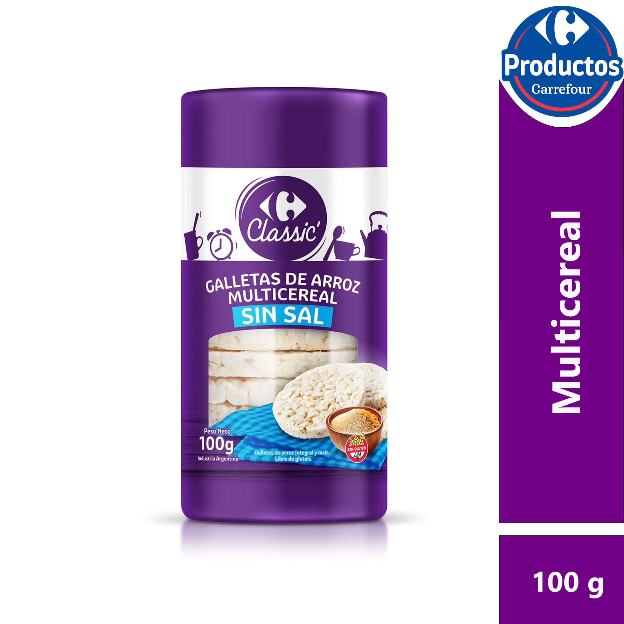 Galletas de arroz sin sal multicereal Carrefour Classic 100 grs