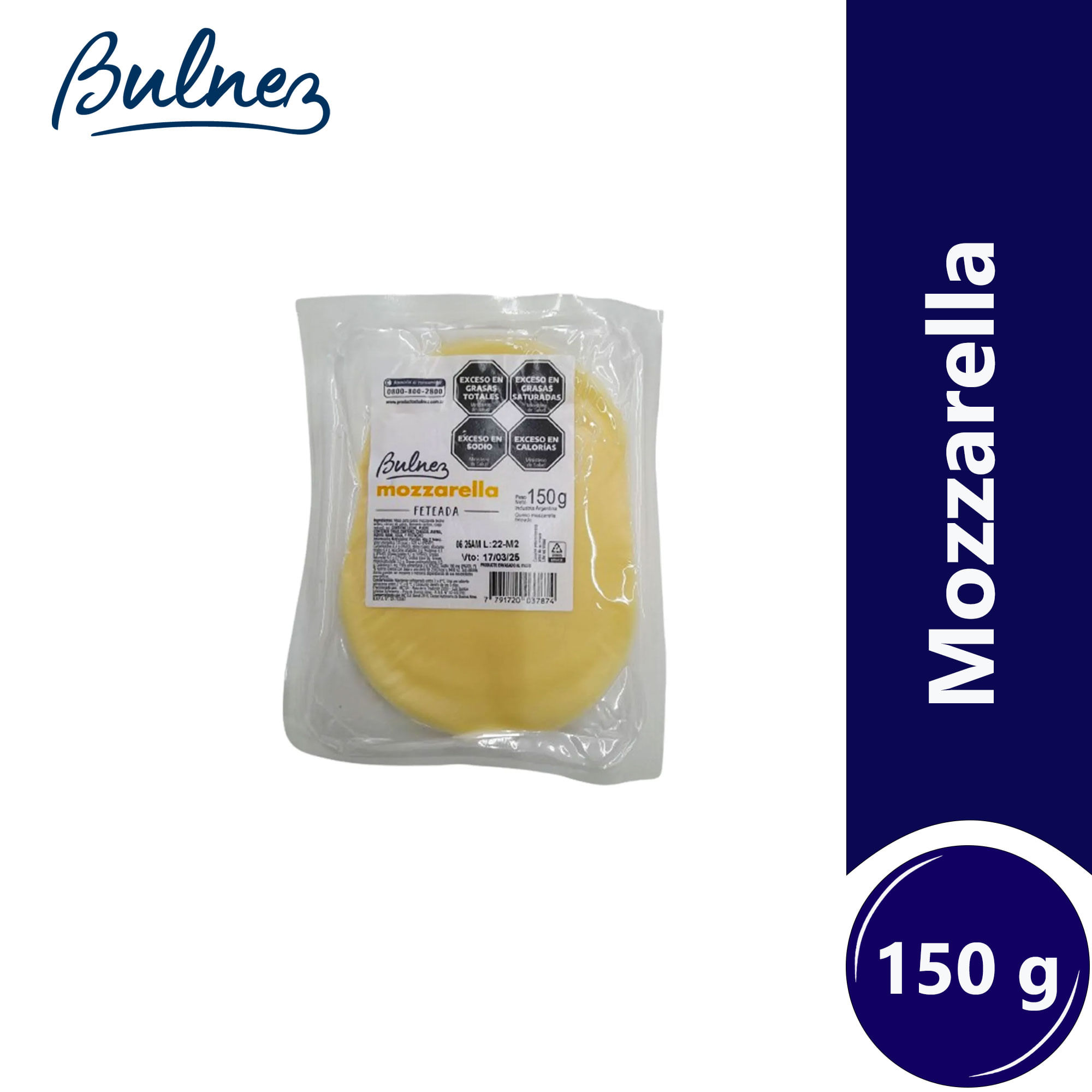 Queso mozzarella Bulnez feteada 150 grs