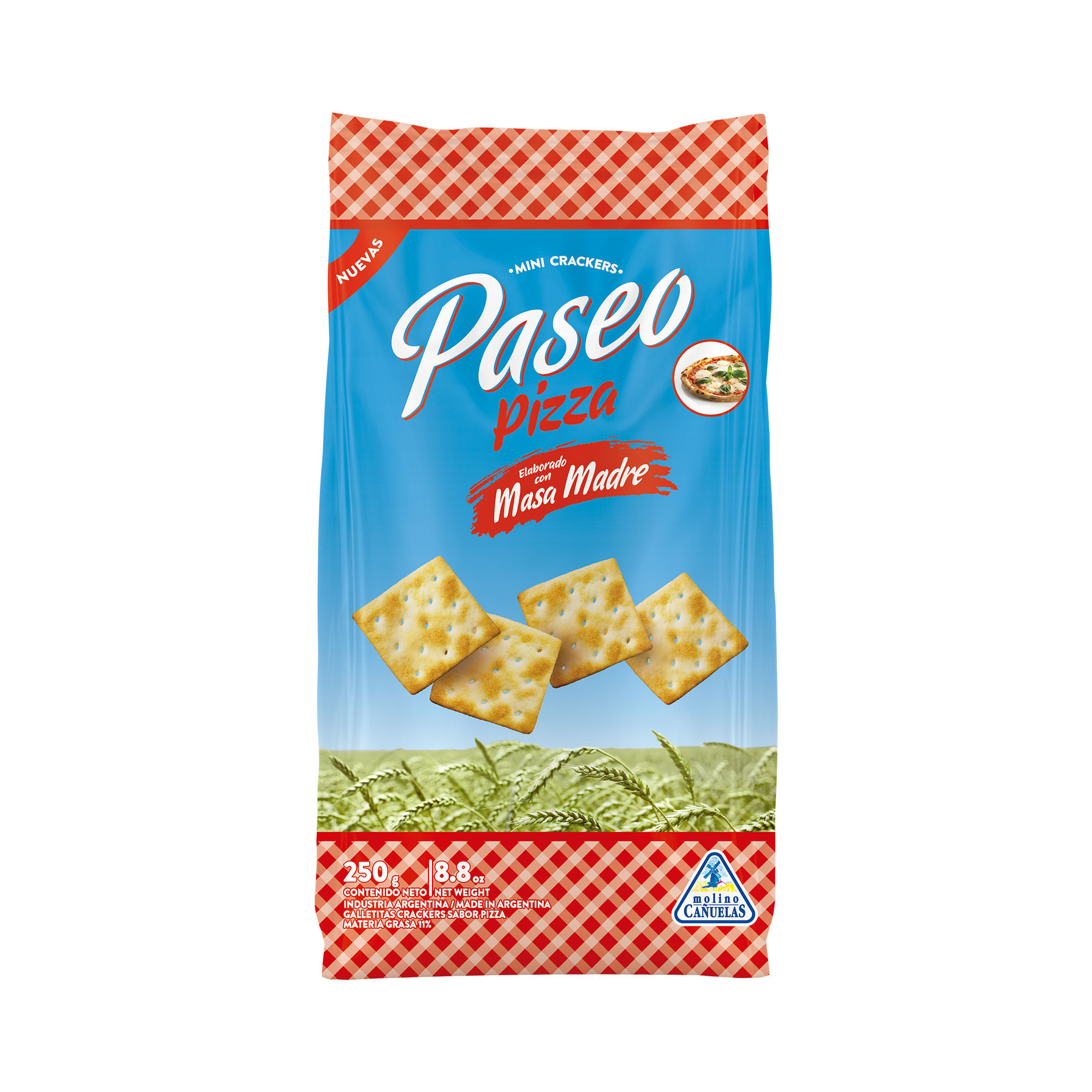 Galletitas cracker Paseo sabor pizza 250 grs