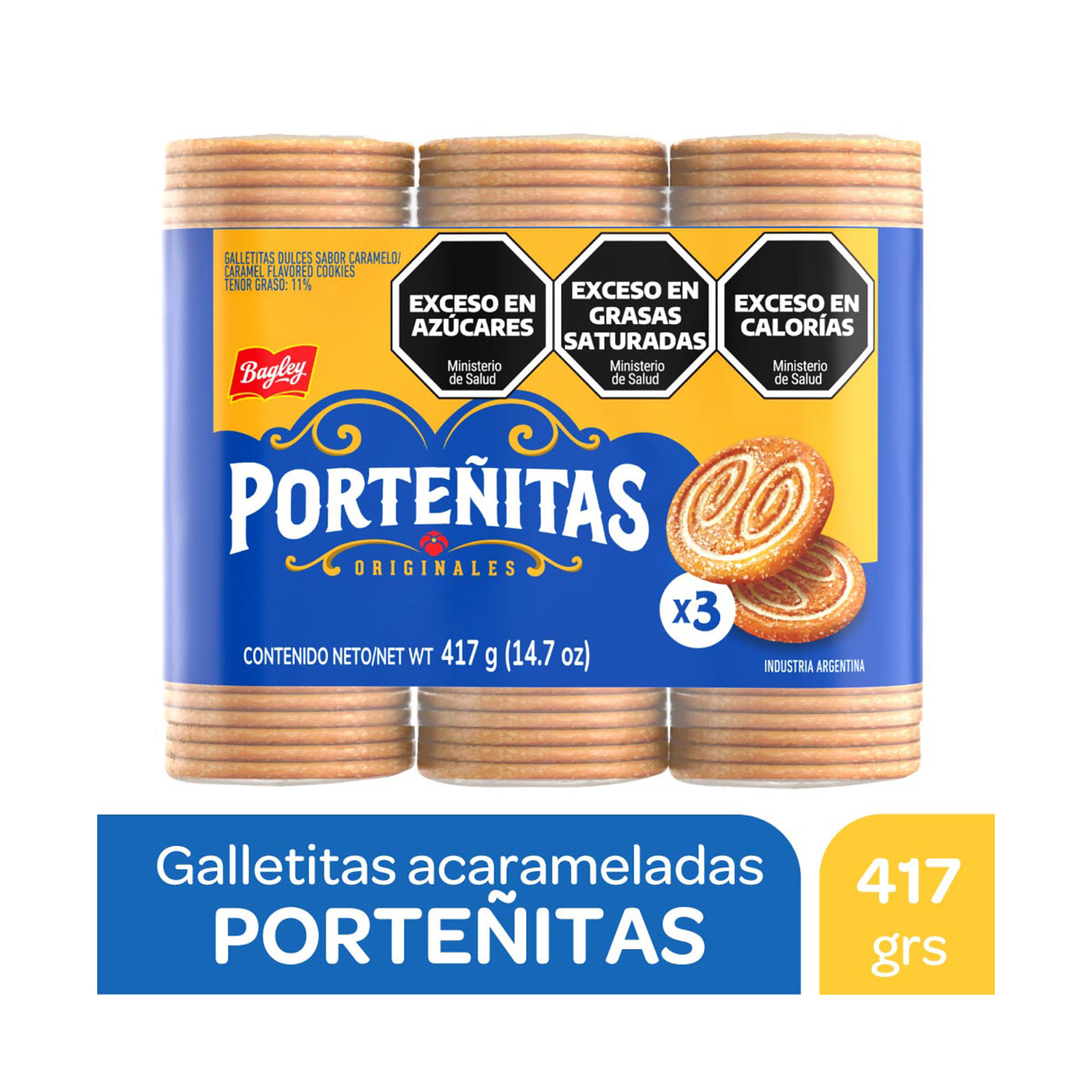 Galletitas acarameladas Porteñitas x3 417 grs