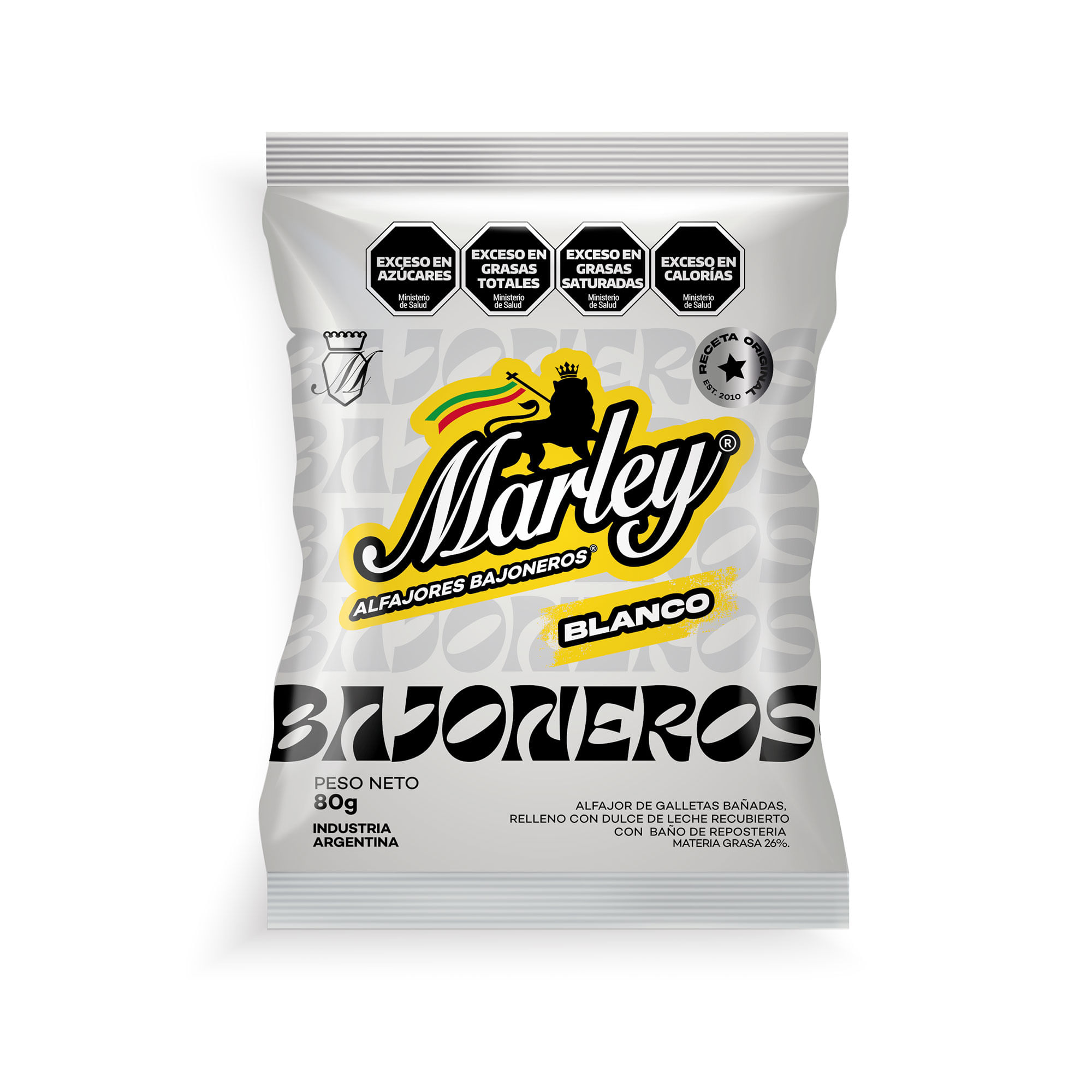 Alfajor blanco Marley 80 grs