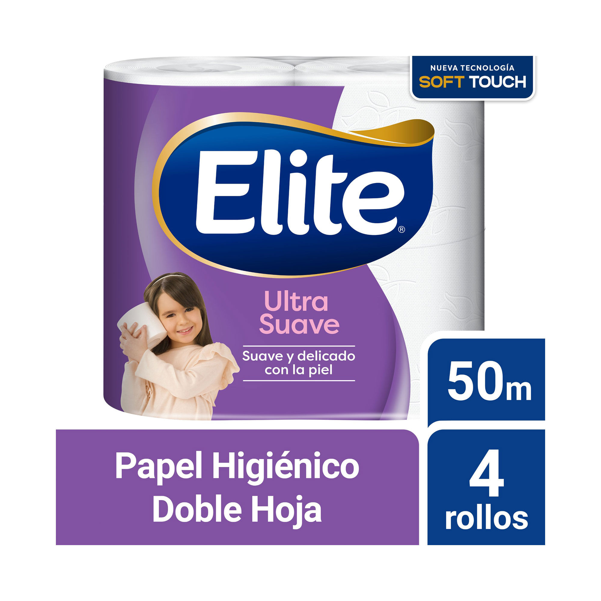 Papel higiénico Elite Ultra Suave doble hoja 50 mts 4 uni