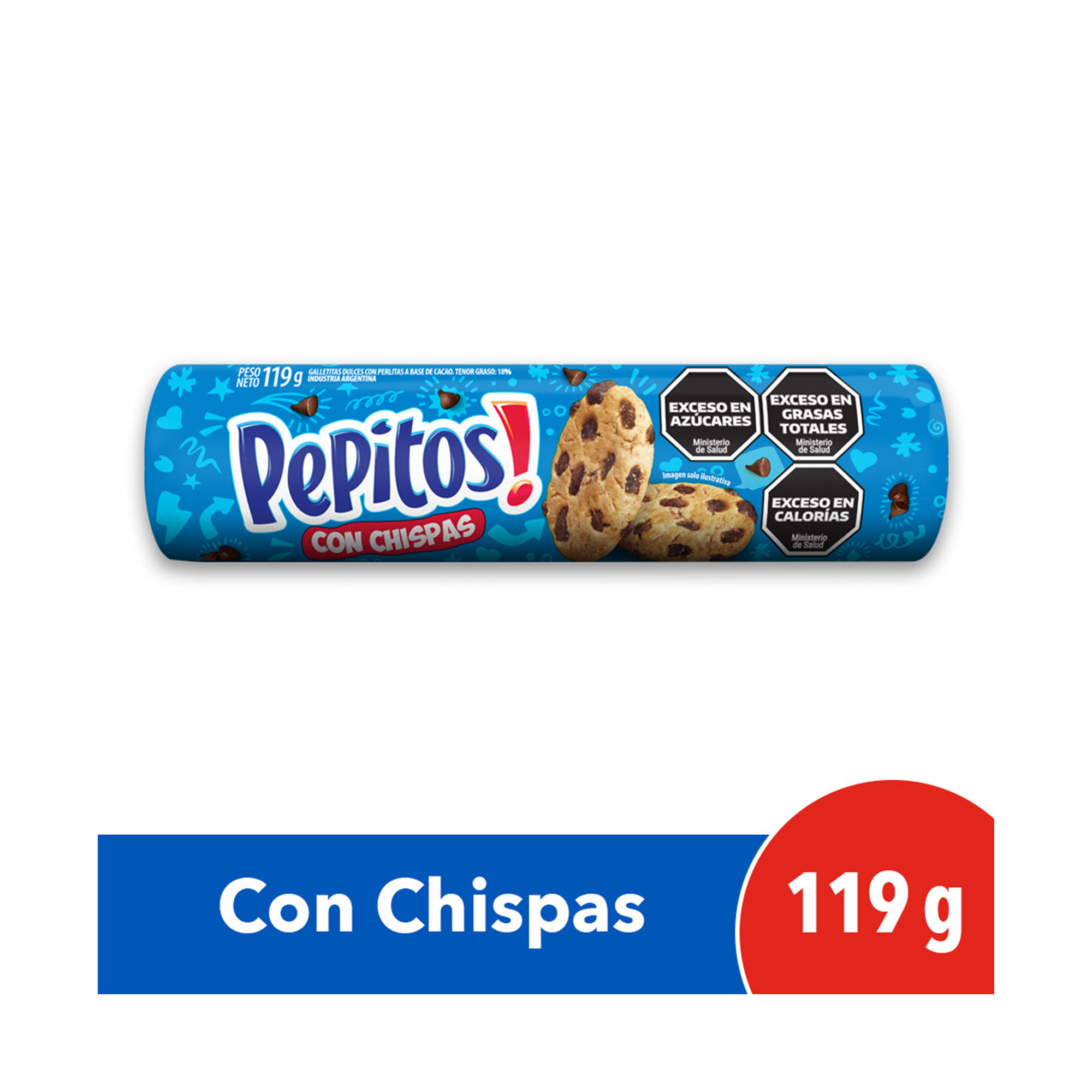 Galletitas Pepitos con chips de chocolate 119 g.