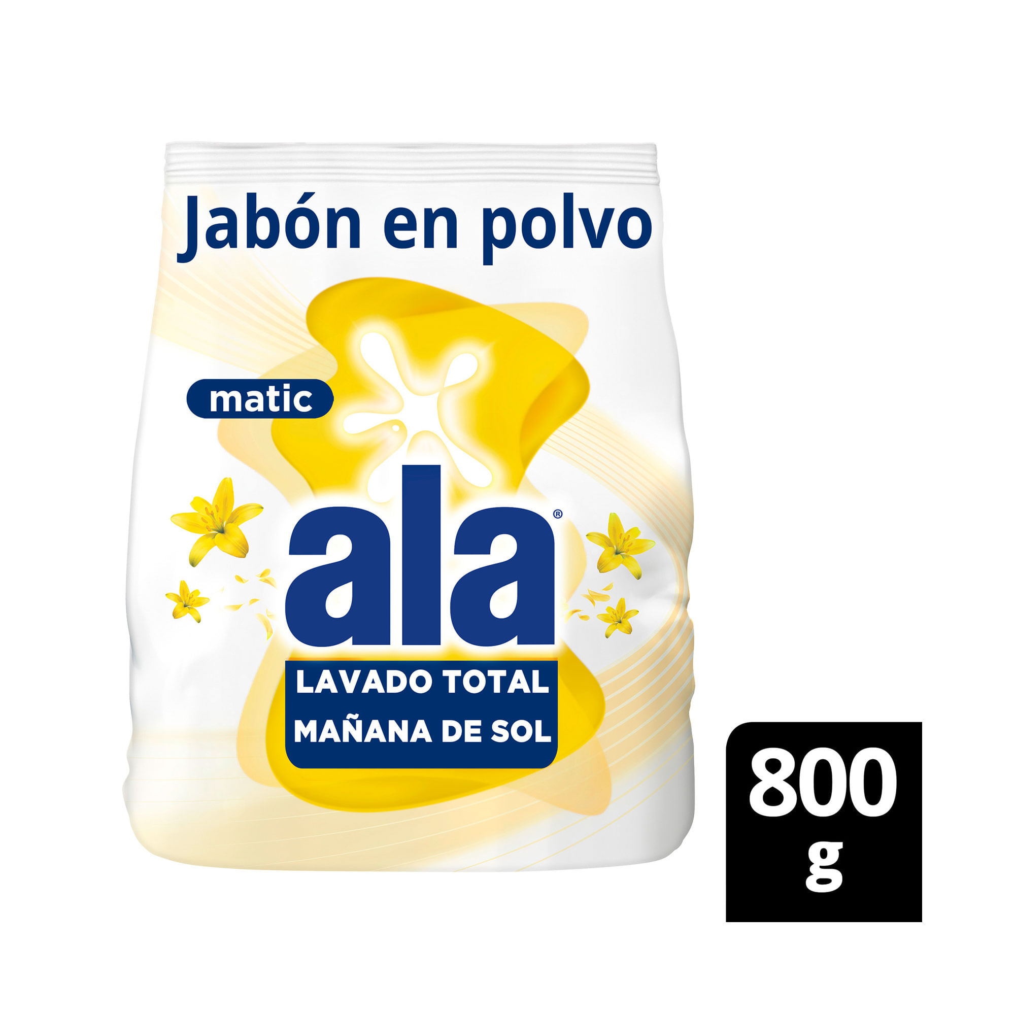 Jabón en polvo Ala Matic mañana de sol máxima blancura 800 grs