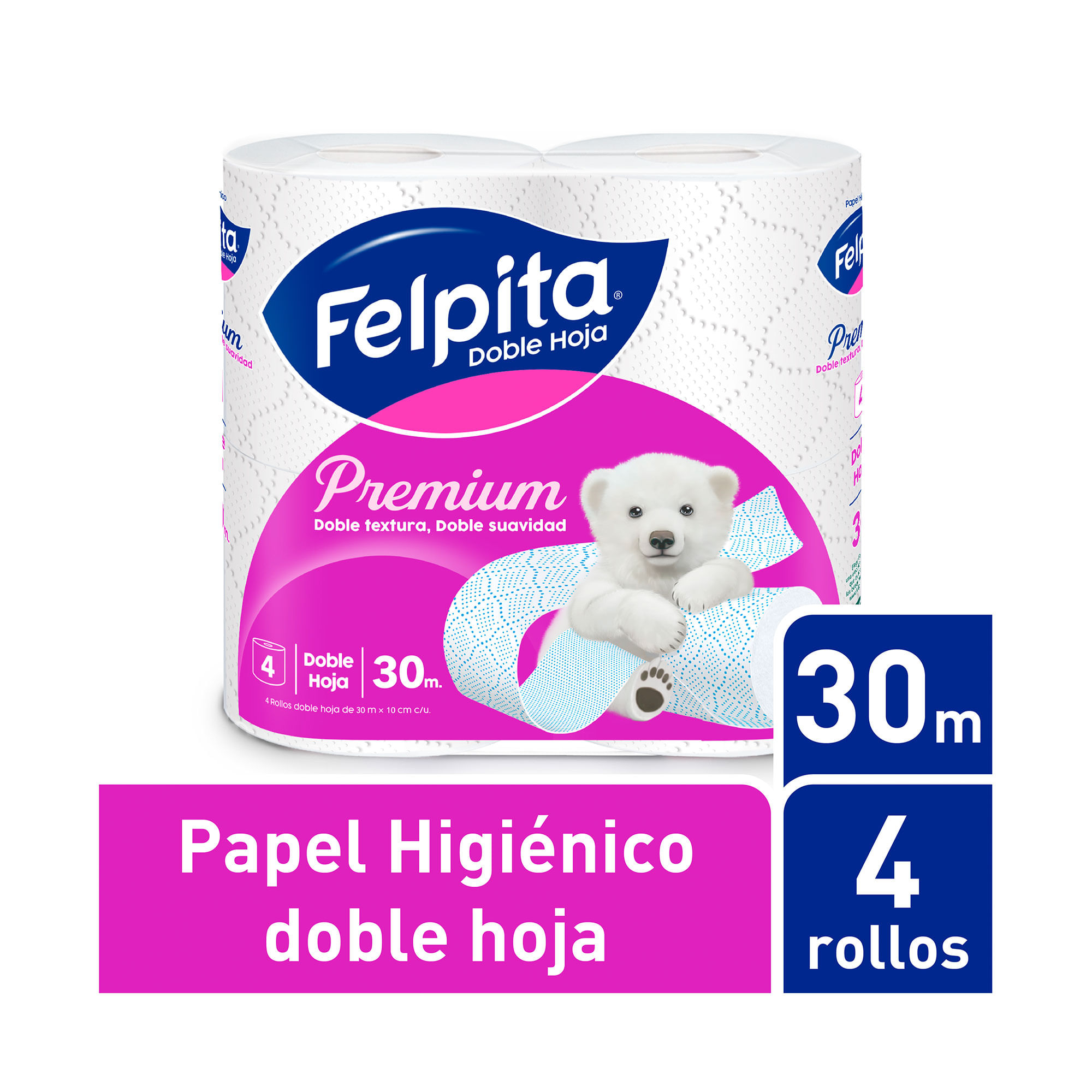 Papel higiénico doble hoja Felpita infinity 4 u. x 30 m.