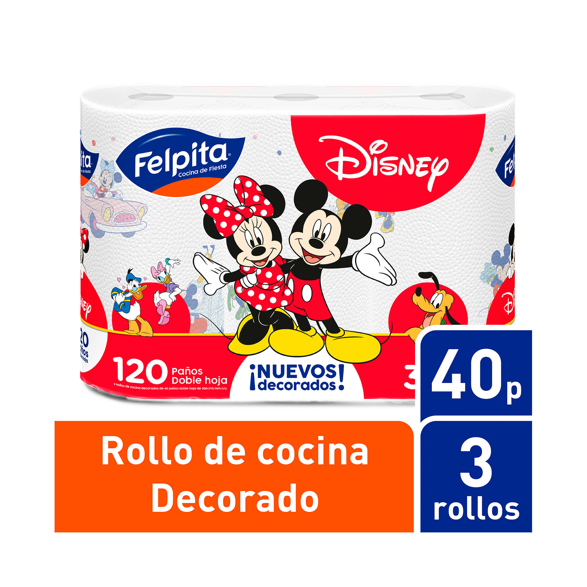 Rollo de cocina Felpita Disney x3 40 paños