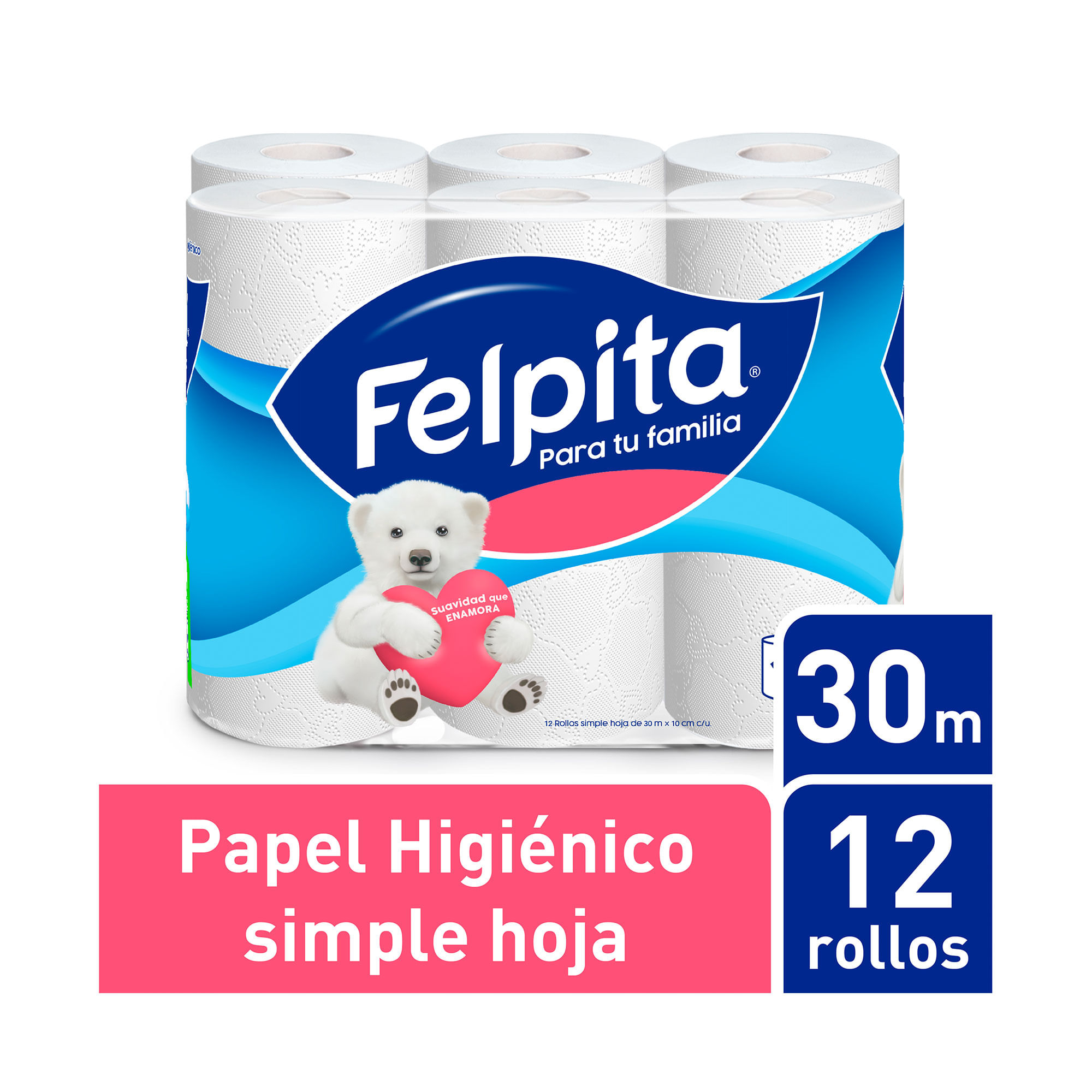 Papel higiénico Felpita hoja simple 12 x 30 m.