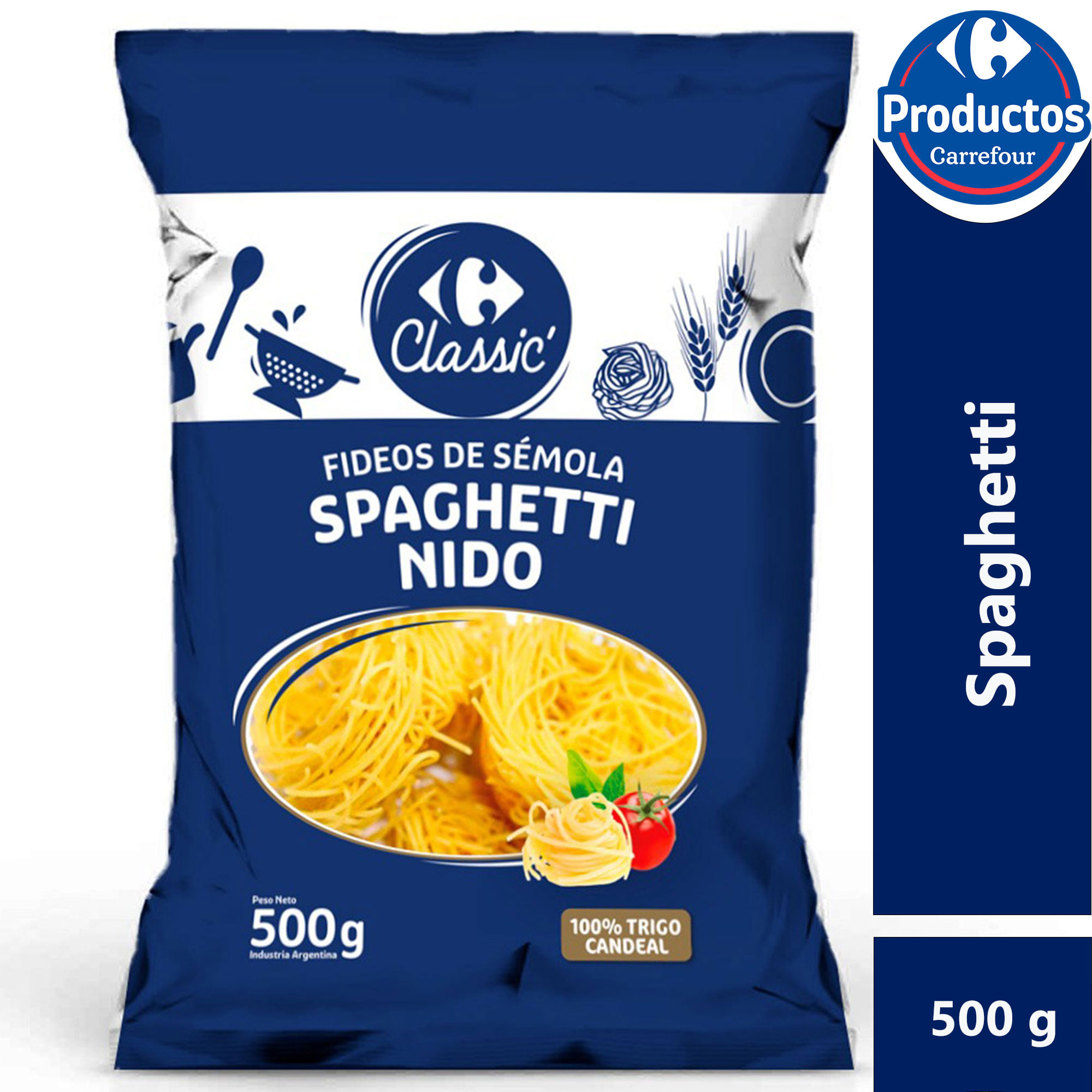 Fideos spaghetti nido Carrefour Classic 500 grs