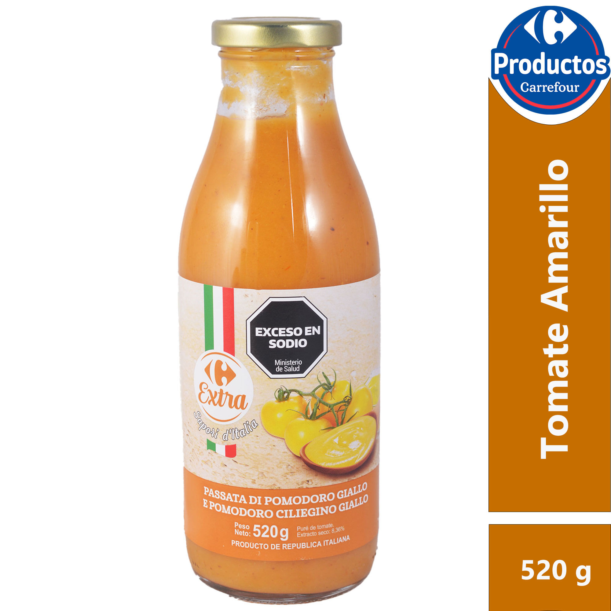 Puré de tomate amarillo Carrefour Extra italiano 520 grs