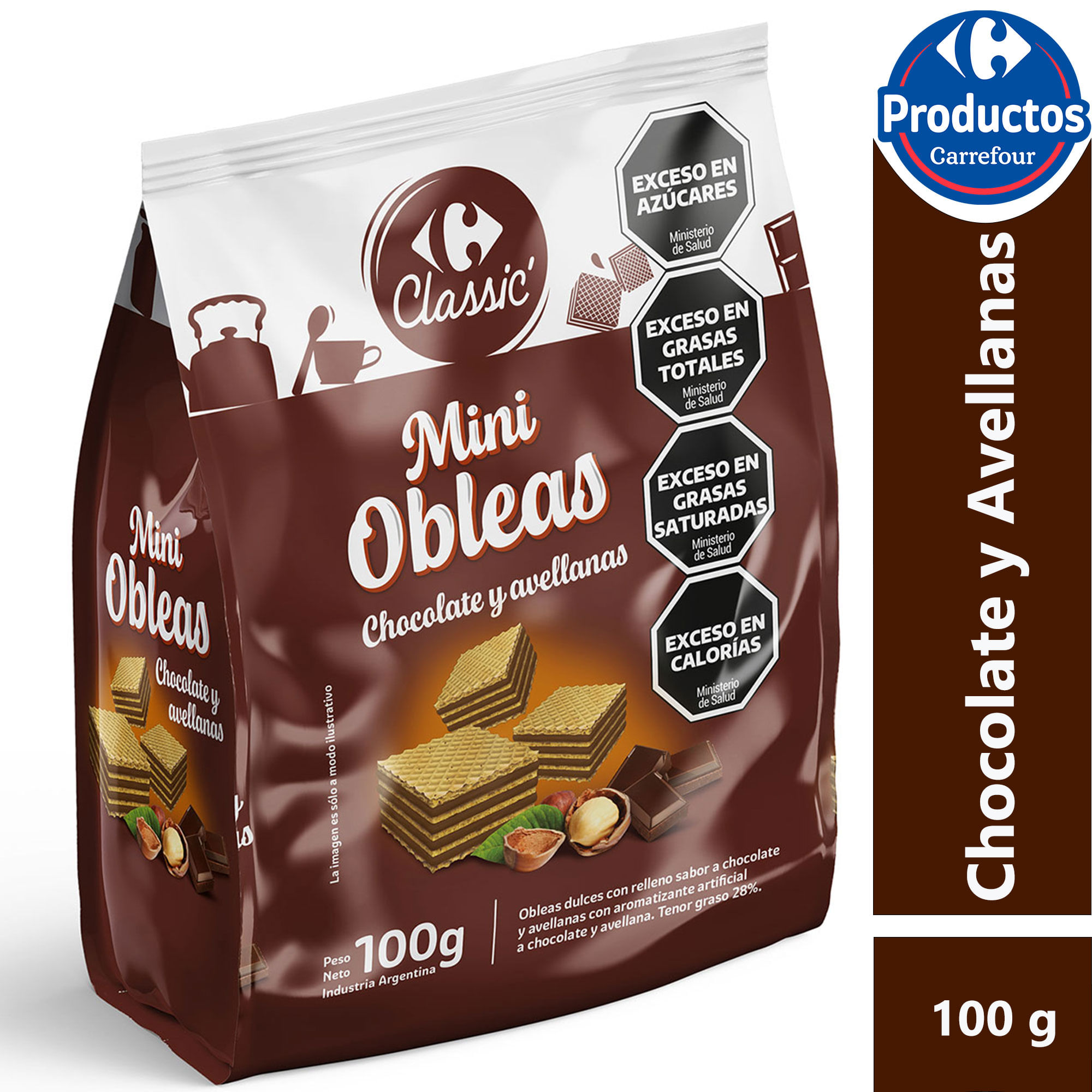 Mini obleas Carrefour Classic de chocolate y avellanas 100 grs