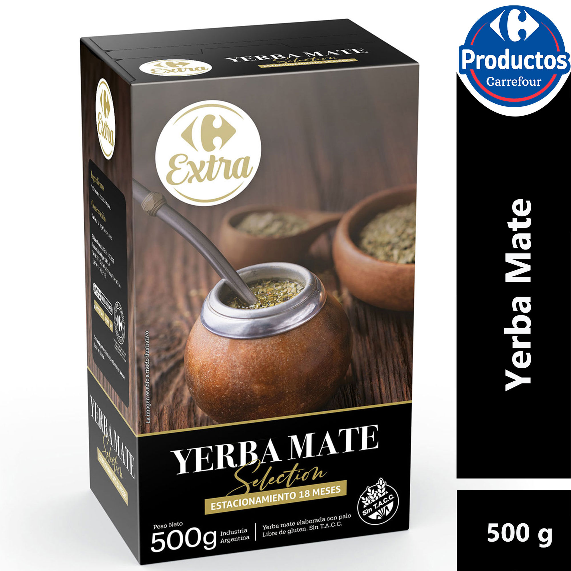 Yerba mate selección Carrefour Extra en caja 500 grs