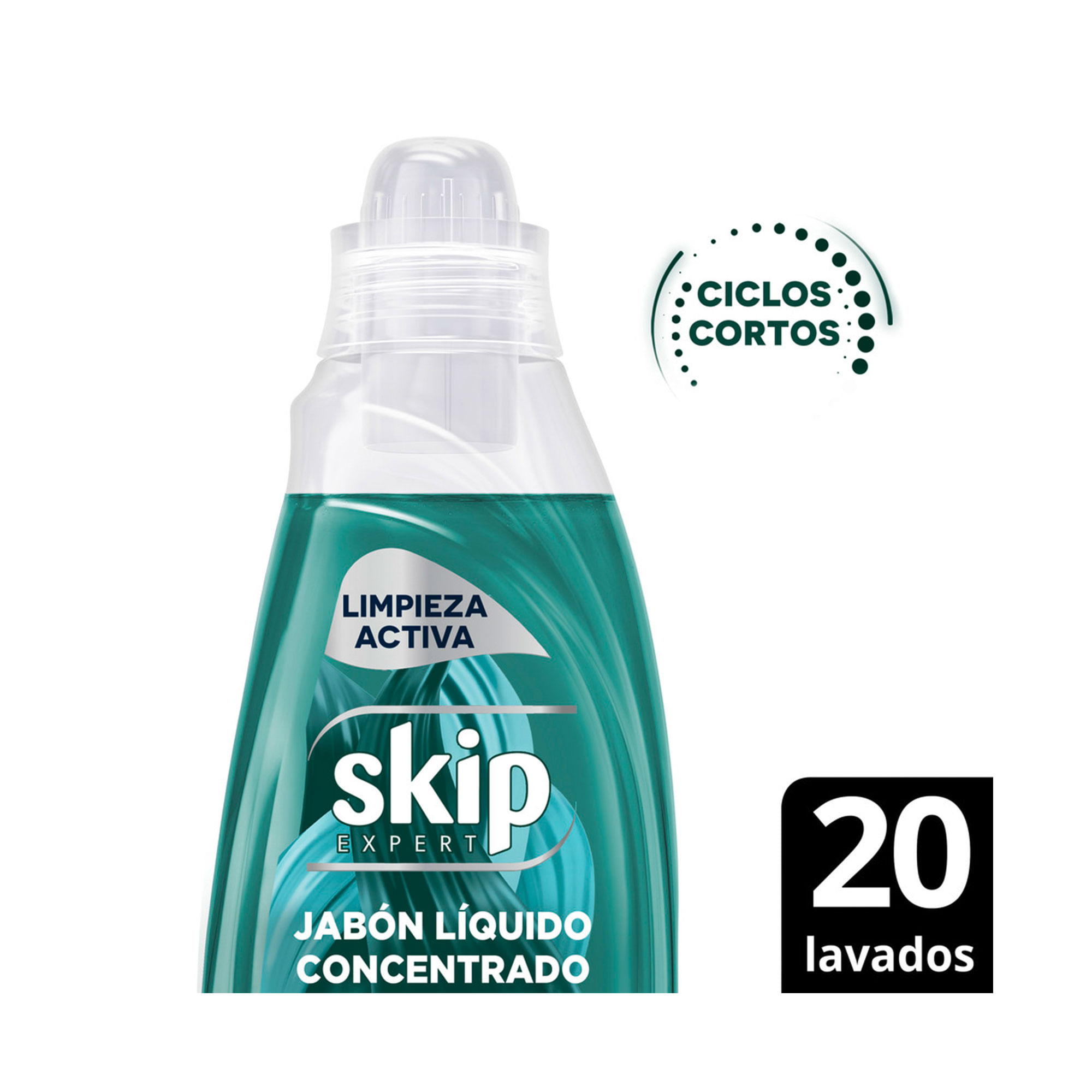 Jabón líquido concentrado Skip para ciclo corto limpieza activa botella 800 ml
