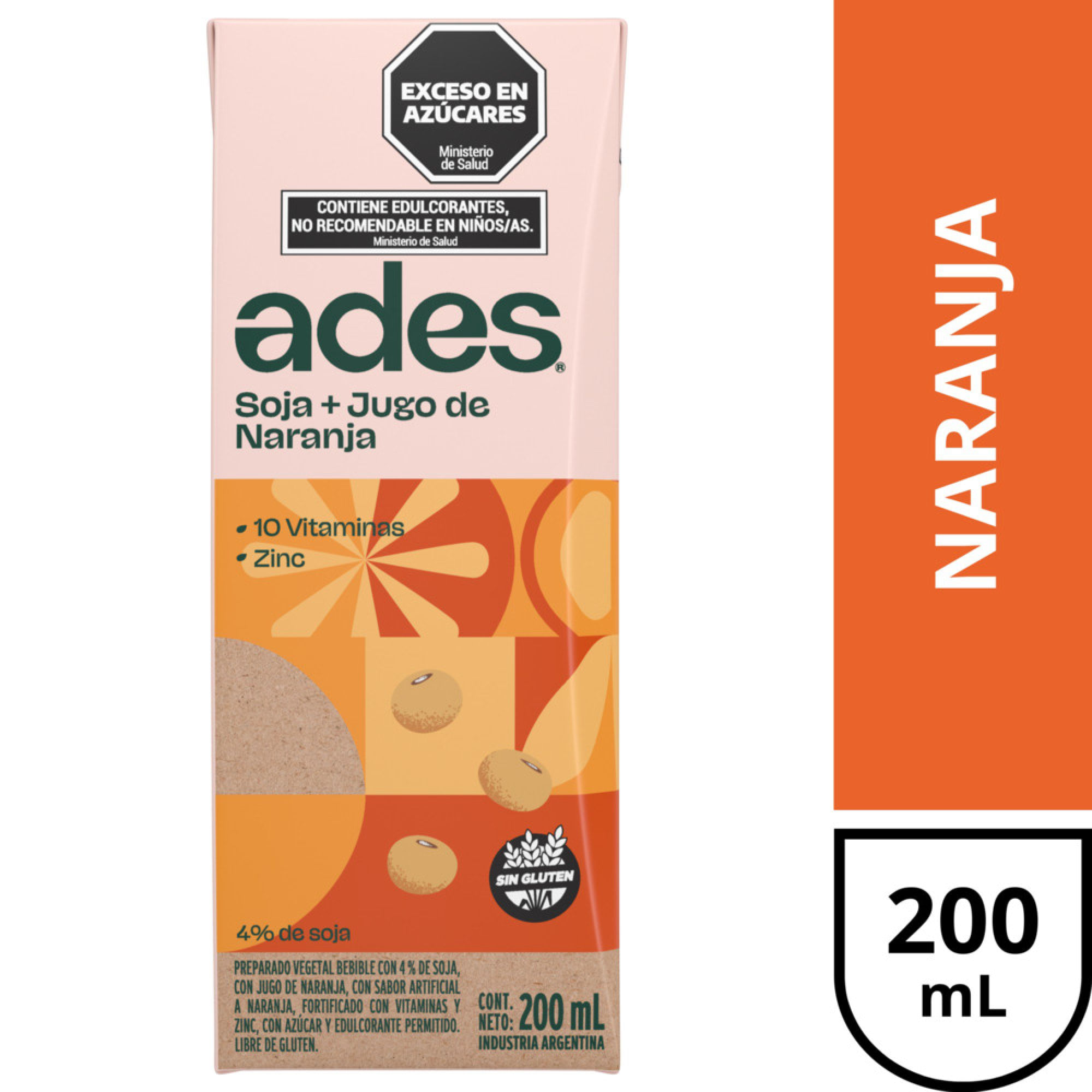 Ades soja + jugo de naranja 200 ml