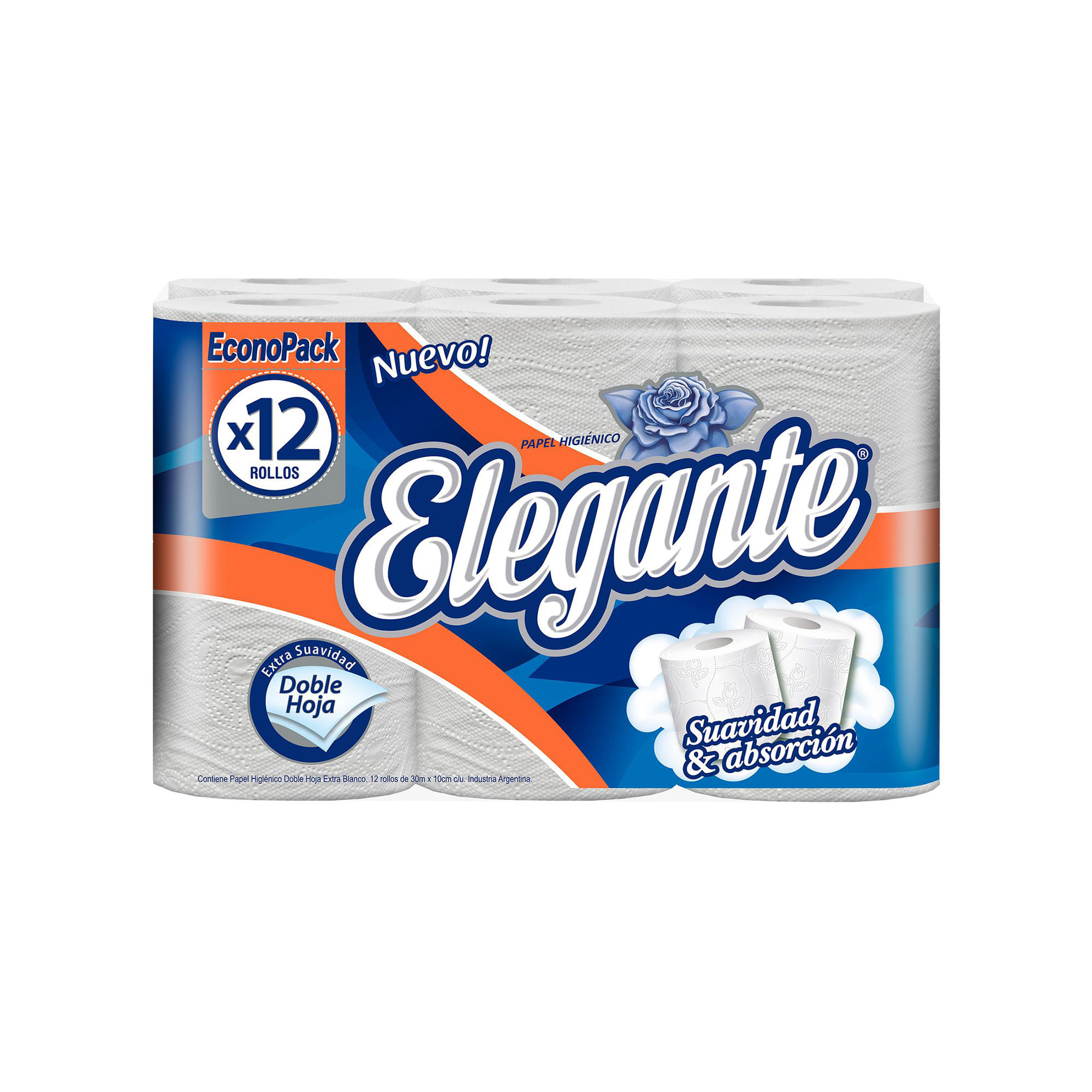 Papel higiénico doble hoja Elegante econopack x12 30 mts