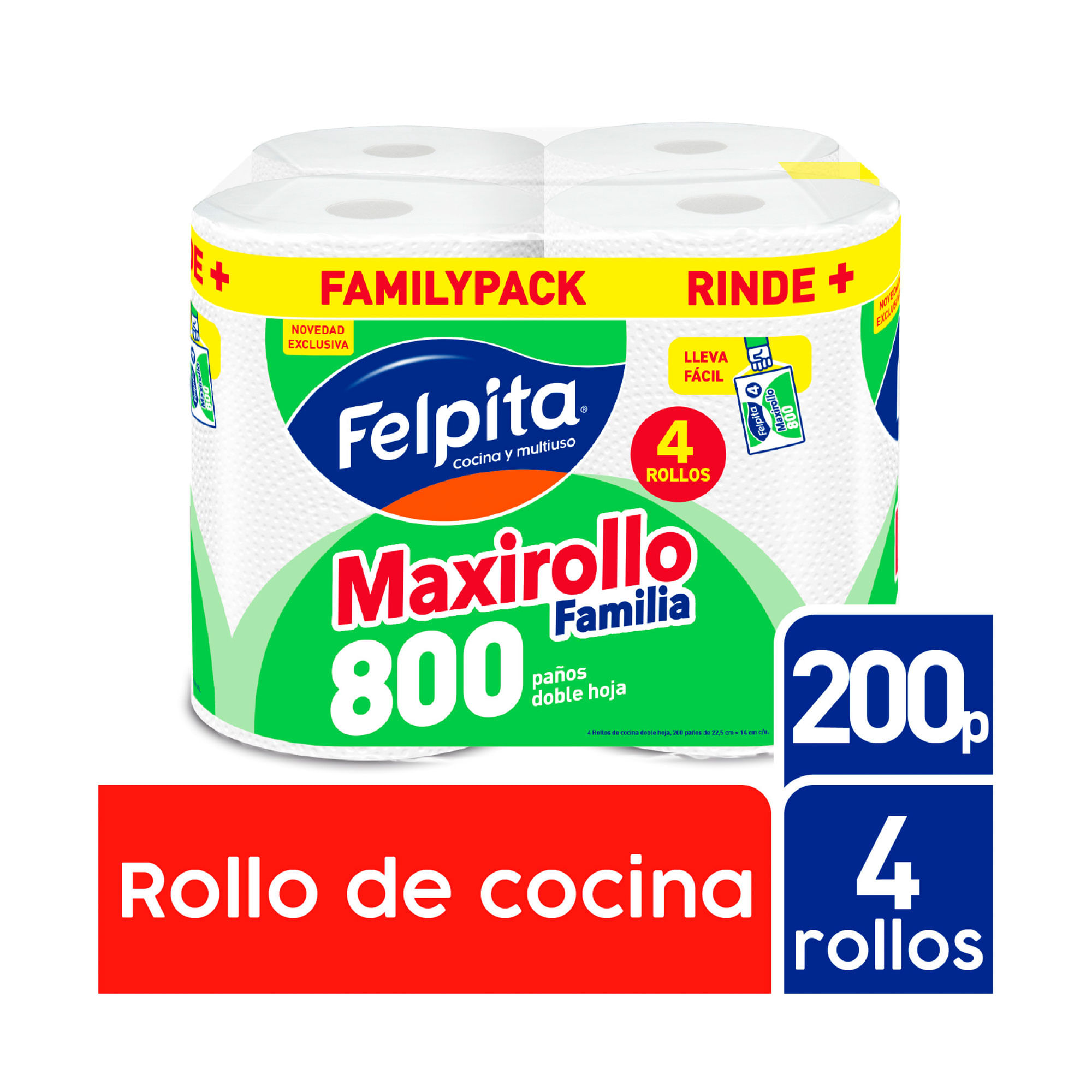 Rollo de cocina familiar Felpita maxirollo x4 200 mts