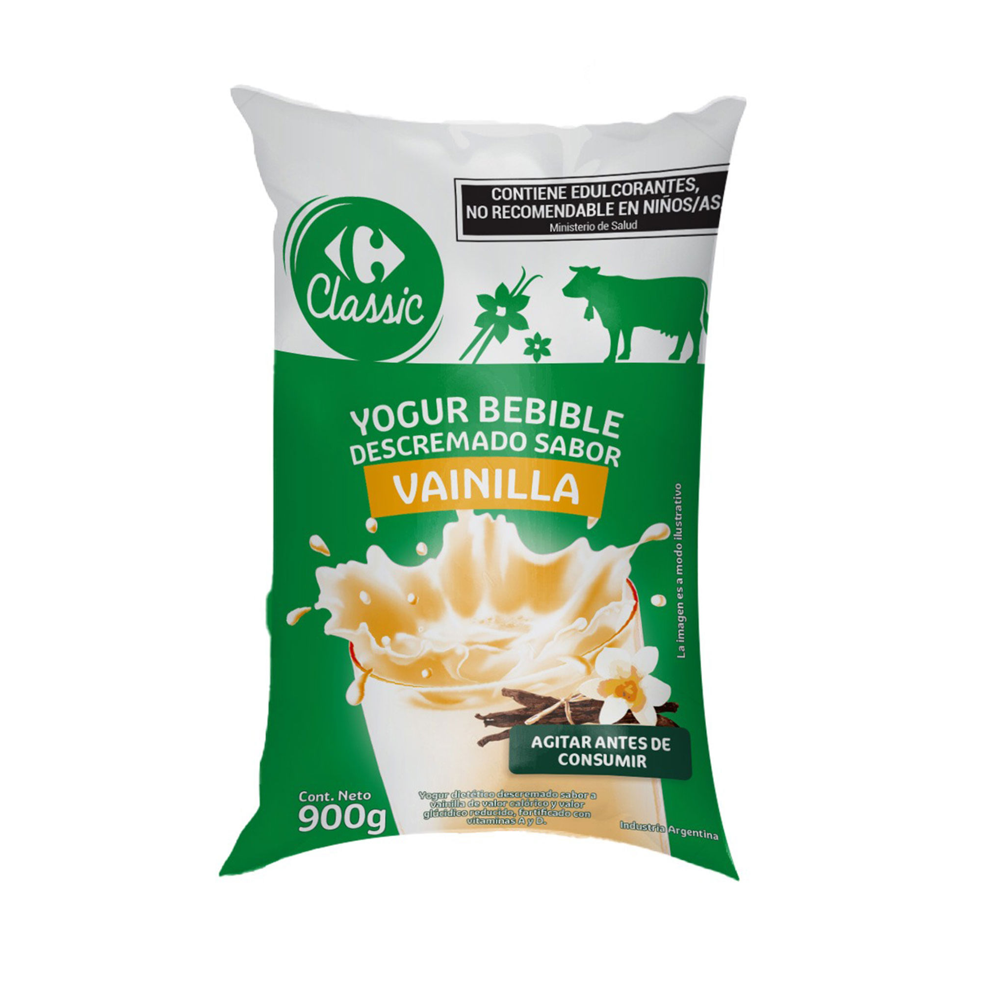 Yogur bebible descremado Carrefour Classic sabor vainilla 900 ml
