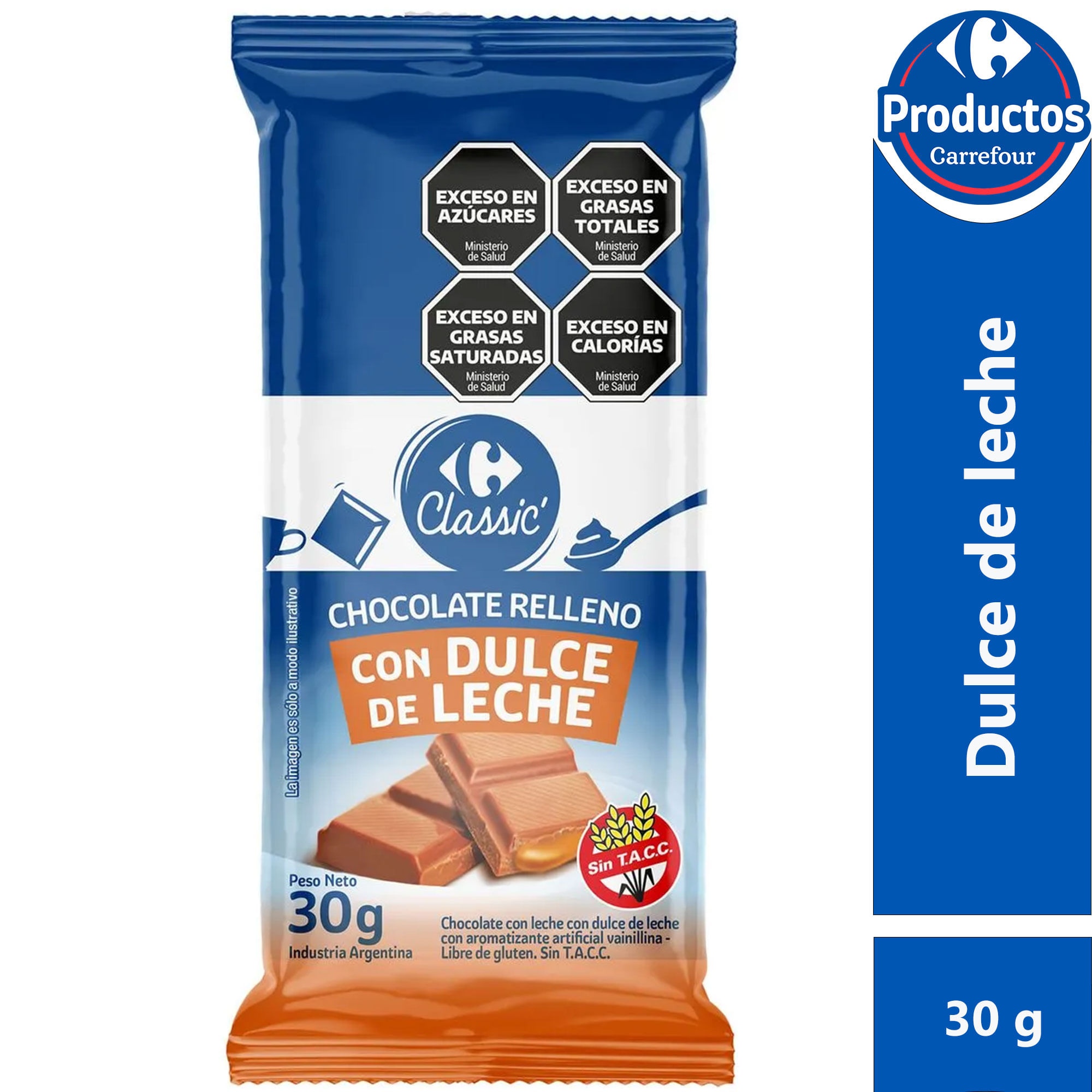 Tableta de chocolate Carrefour Classic dulce de leche 30 grs