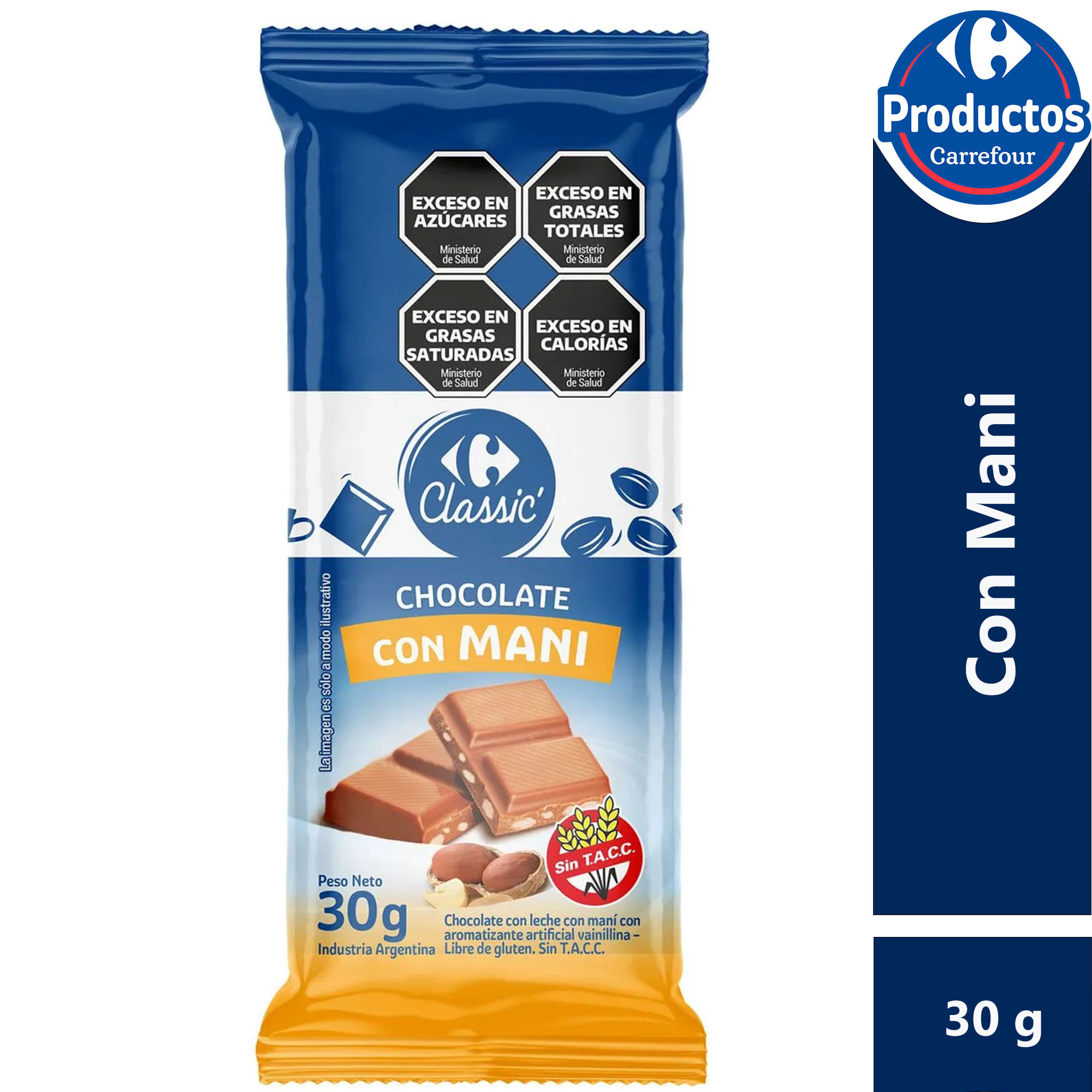 Tableta de chocolate Carrefour Classic maní 30 grs