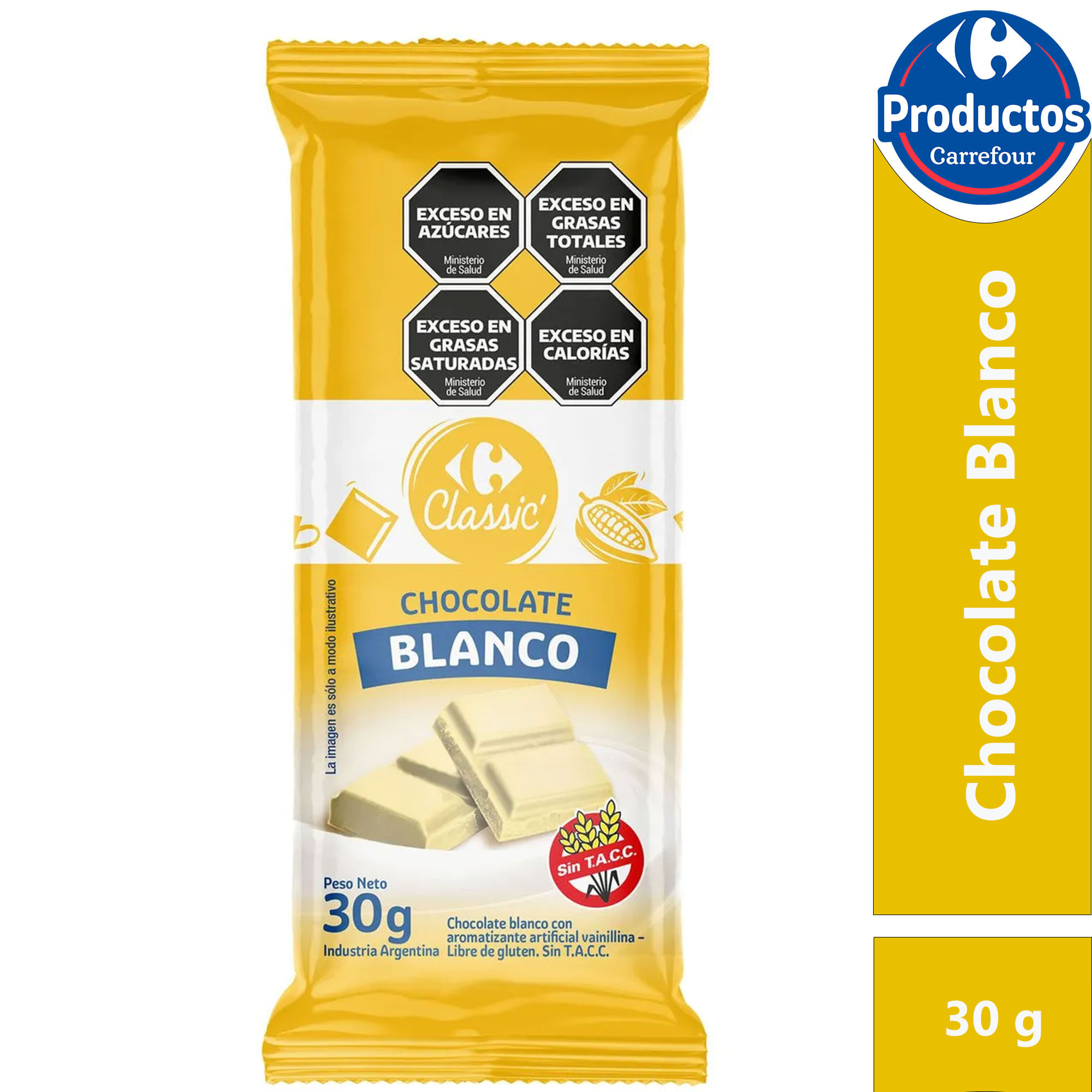 Tableta de chocolate Carrefour Classic blanco 30 grs