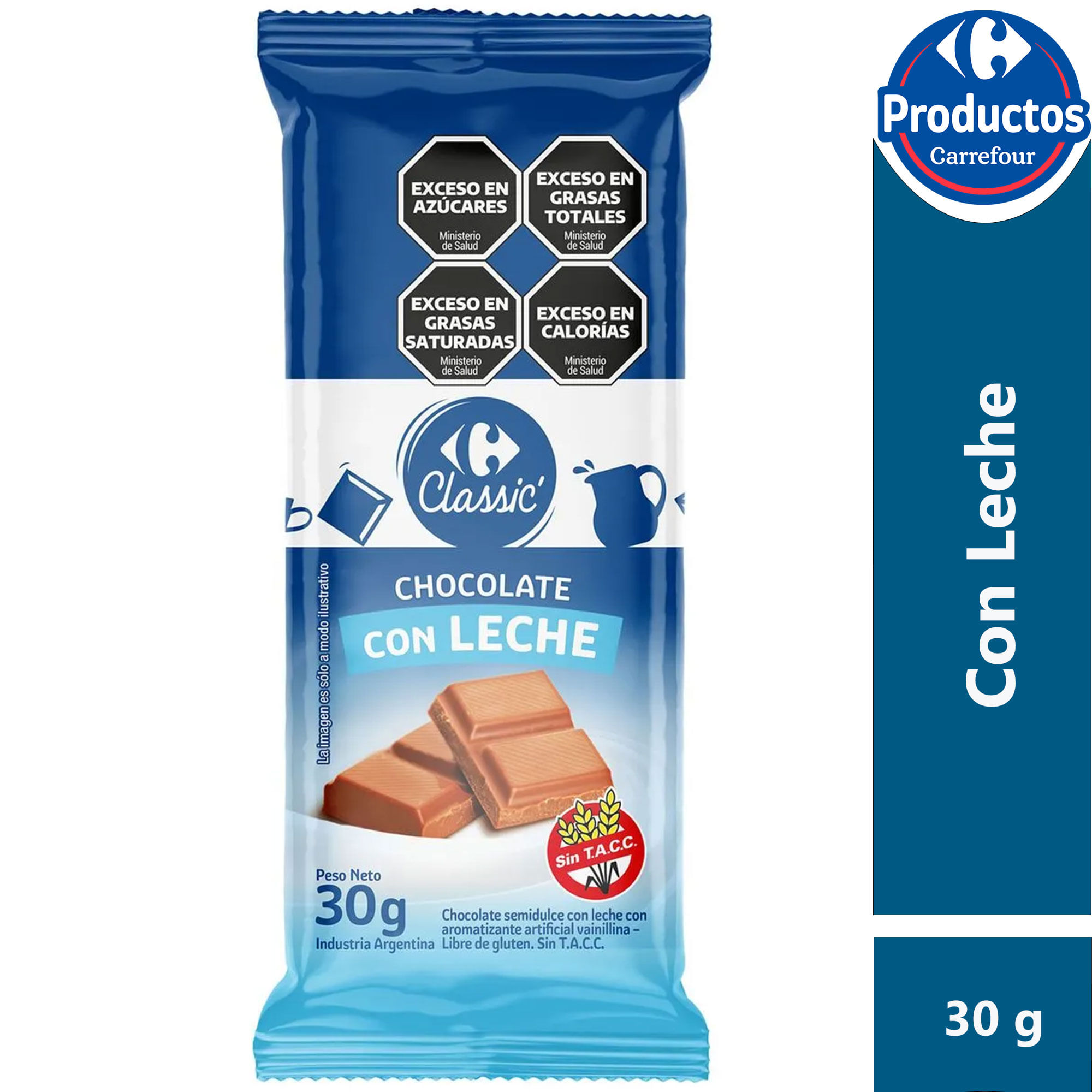 Tableta de chocolate con leche Carrefour Classic 30 grs