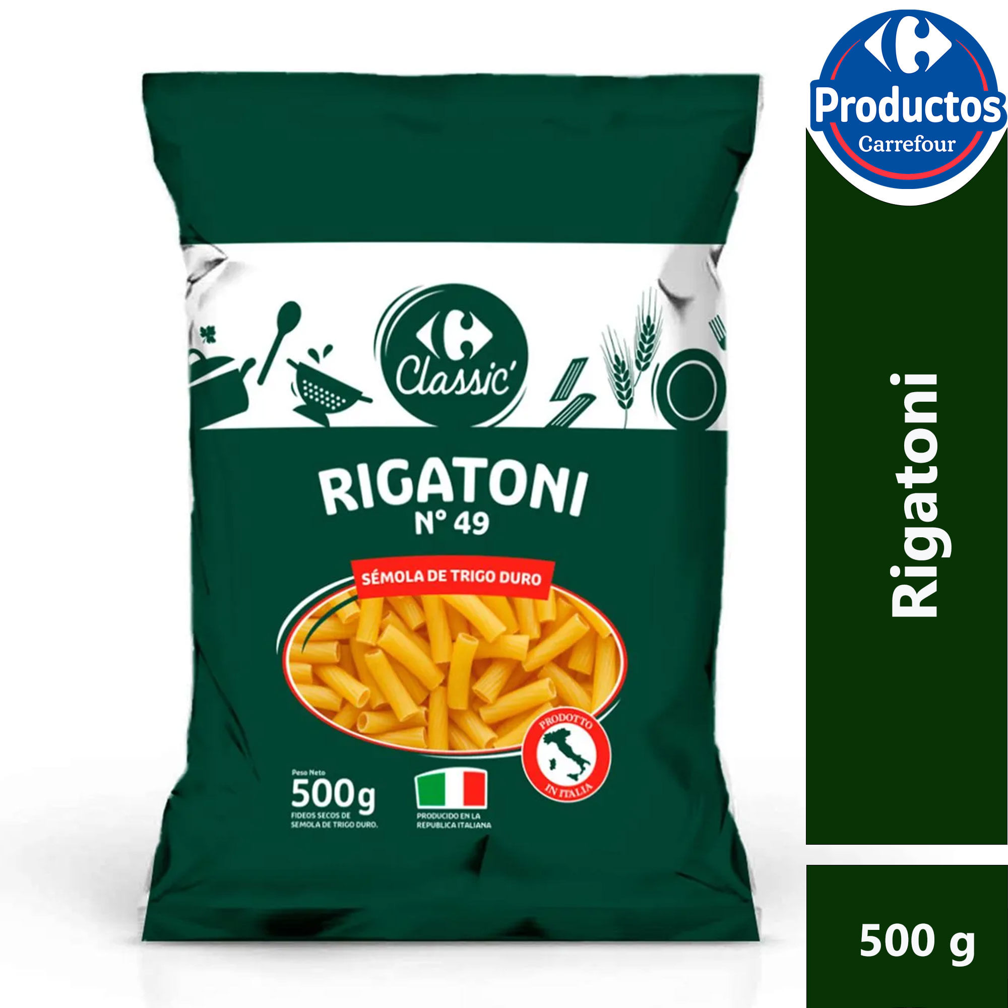 Fideos Rigatoni Carrefour Classic 500 grs