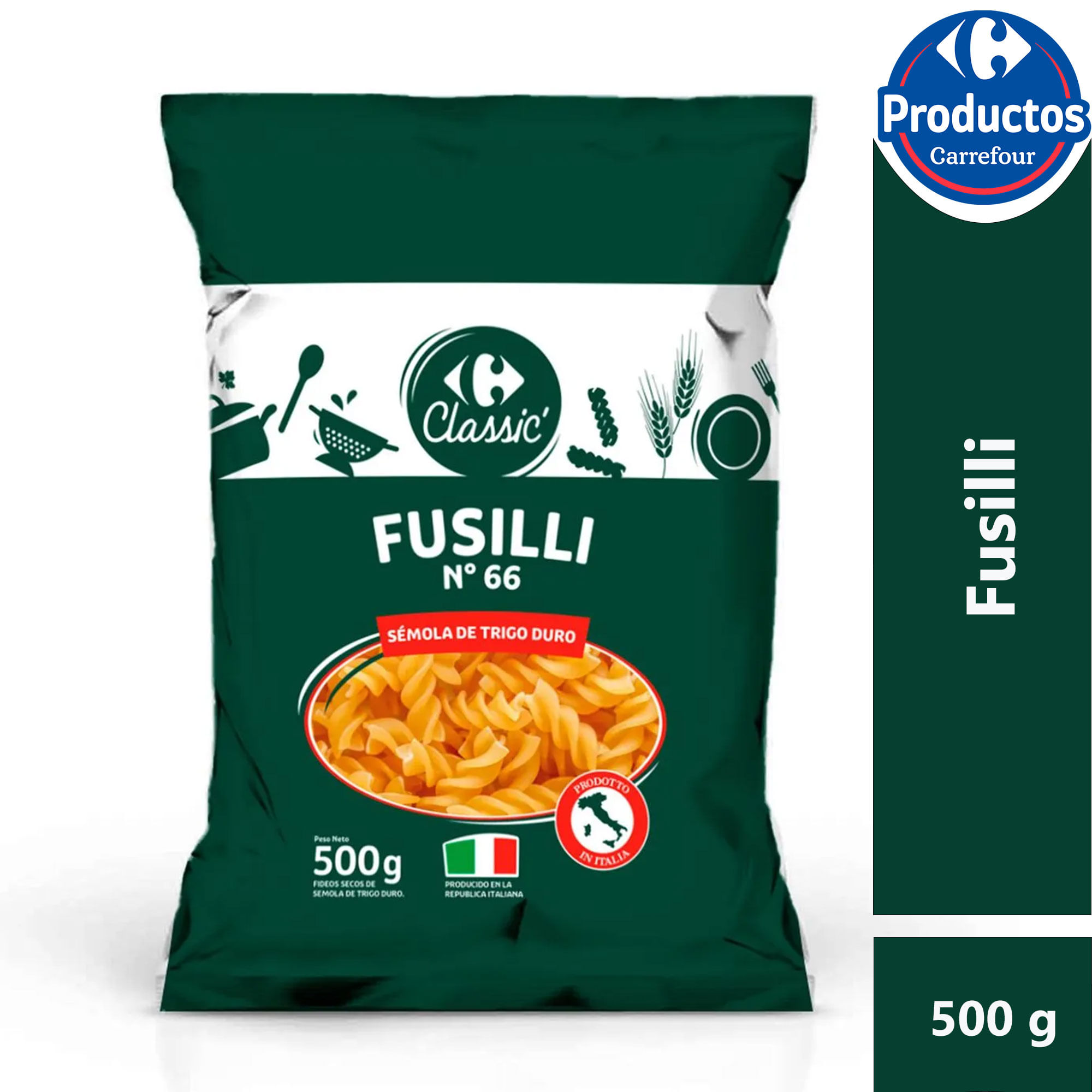 Fideos Fusilli Carrefour Classic 500 grs