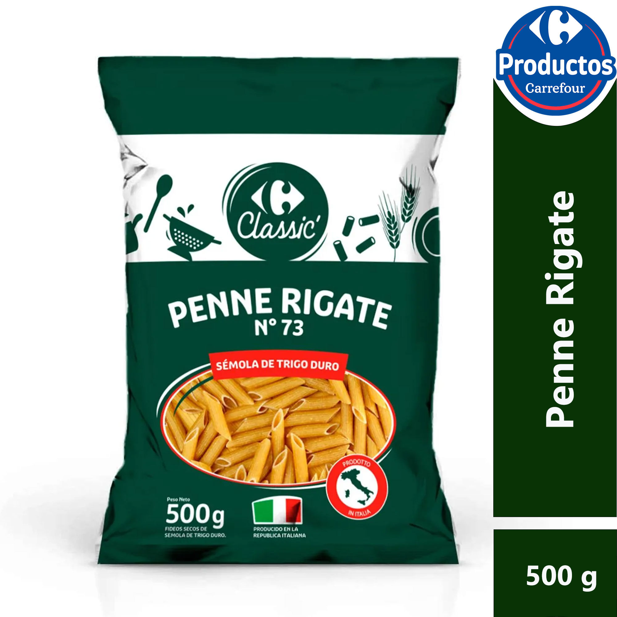 Fideos Penne Rigante Carrefour Classic 500 grs