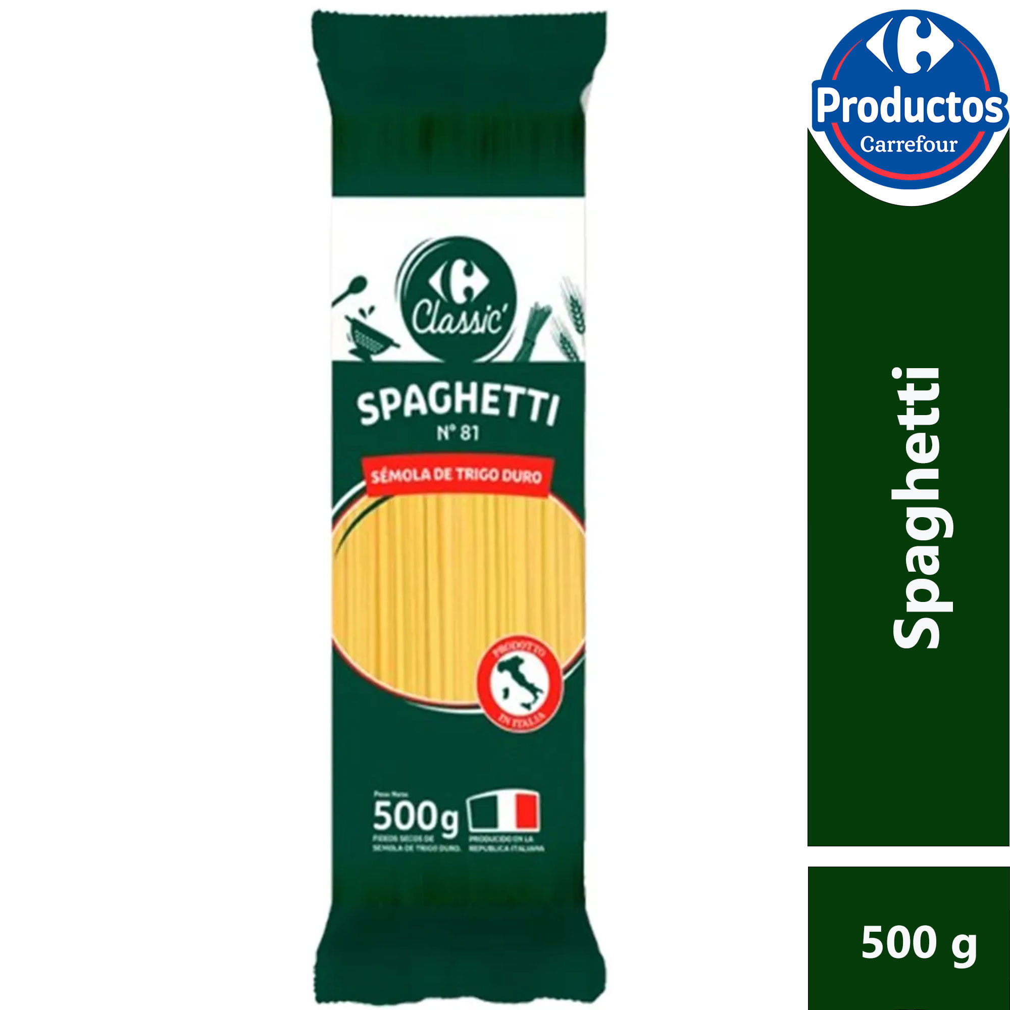 Fideos Spaghetti Carrefour Classic 500 grs