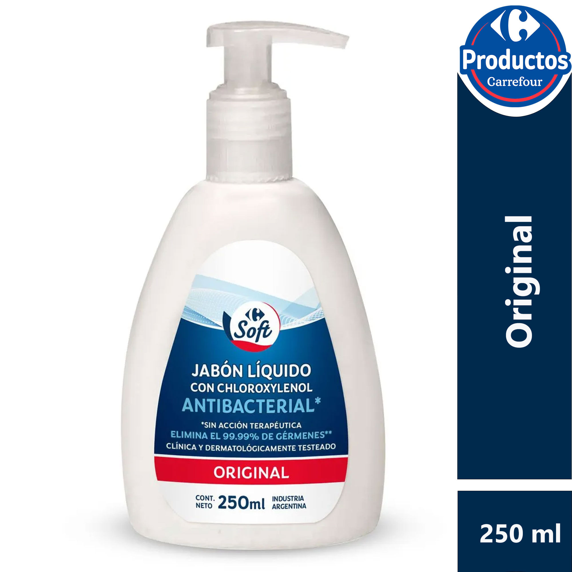 Jabón líquido Carrefour Soft antibacterial cloroxylenol 250 ml