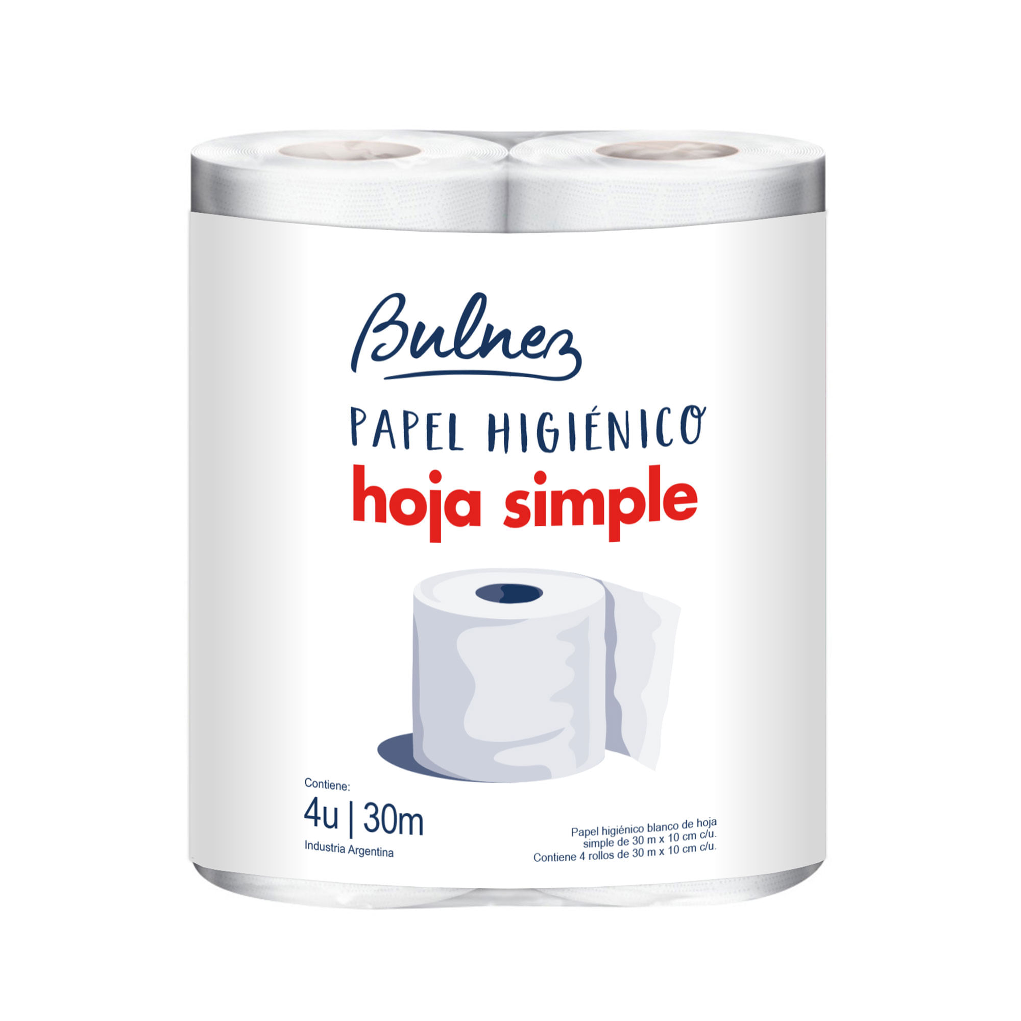 Papel higiénico Bulnez hoja simple x4 30 mts