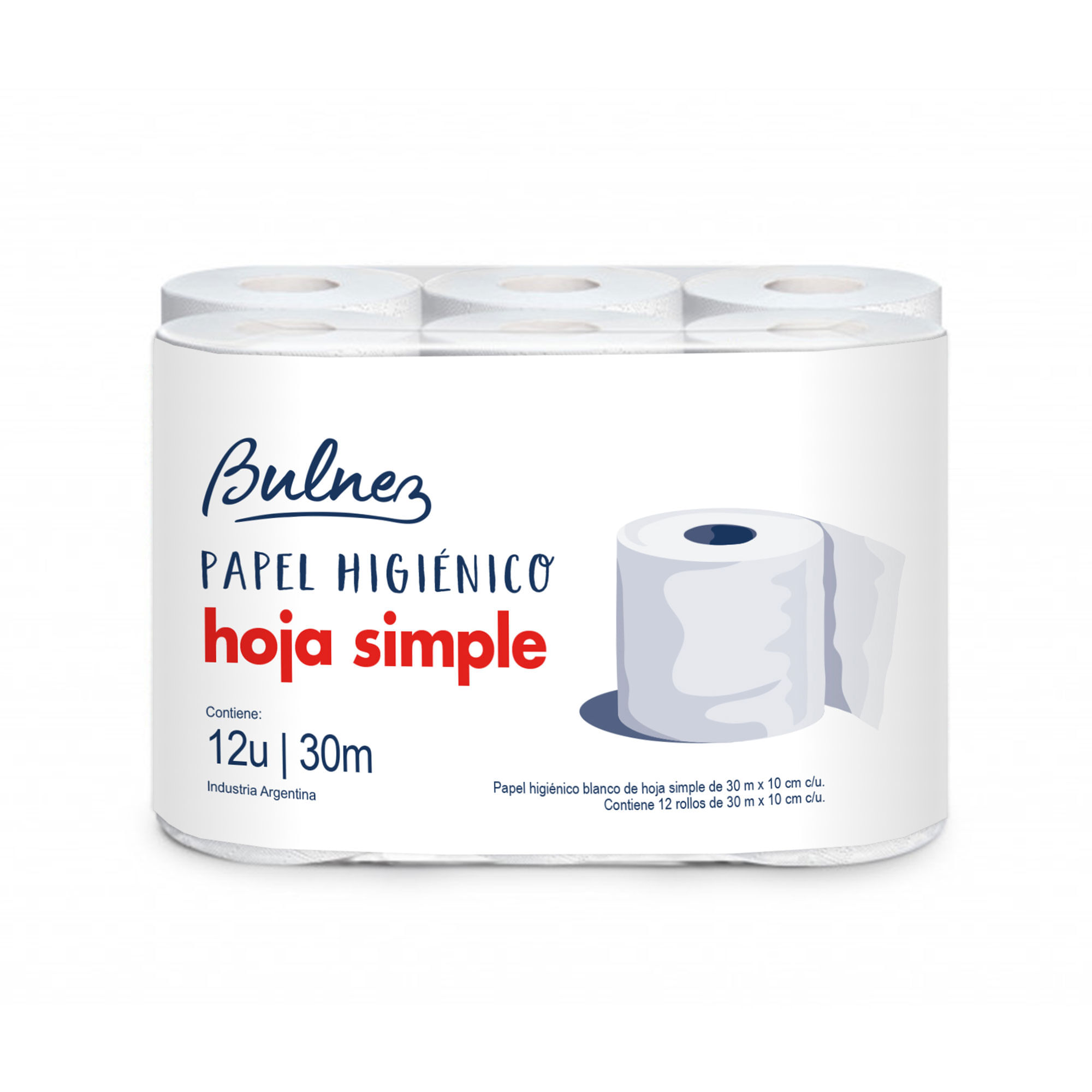Papel higiénico Bulnez hoja simple x12 30 mts