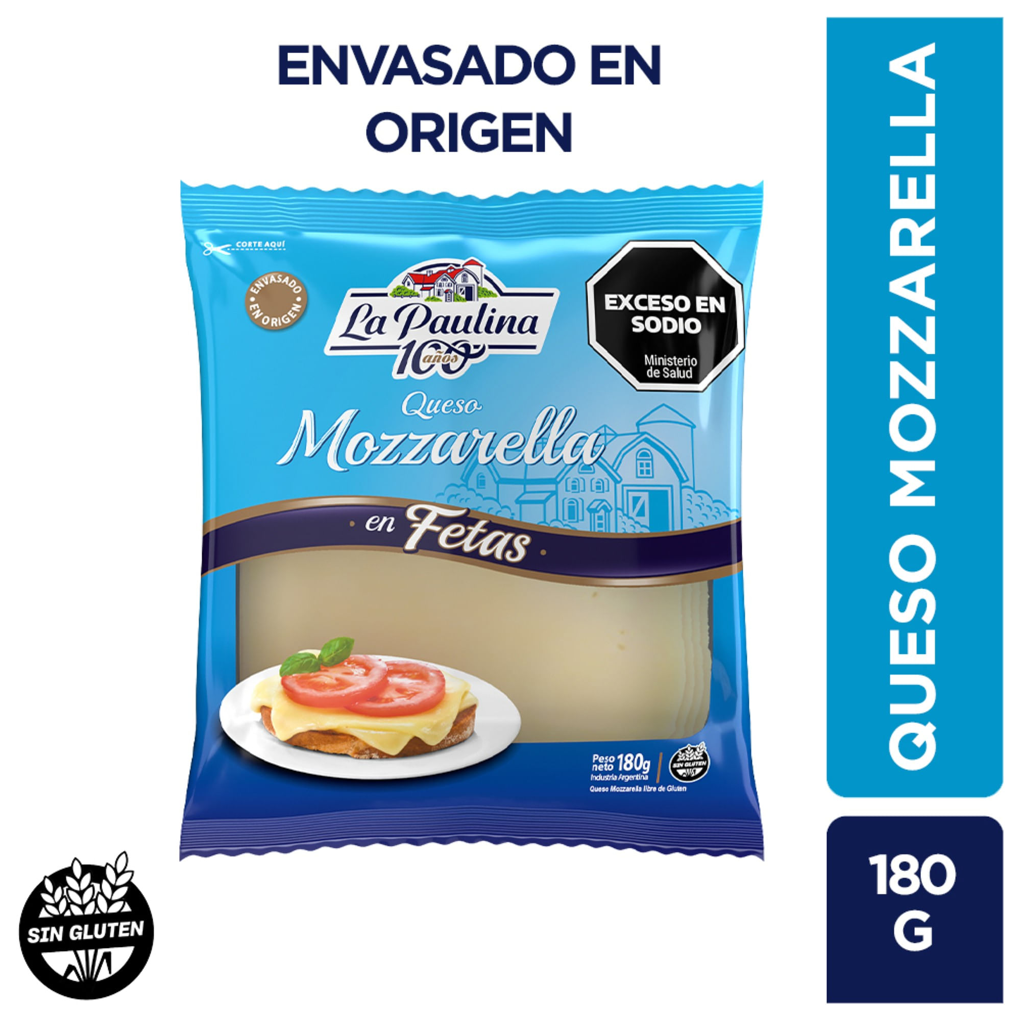 La Paulina queso mozzarella en fetas 180 grs