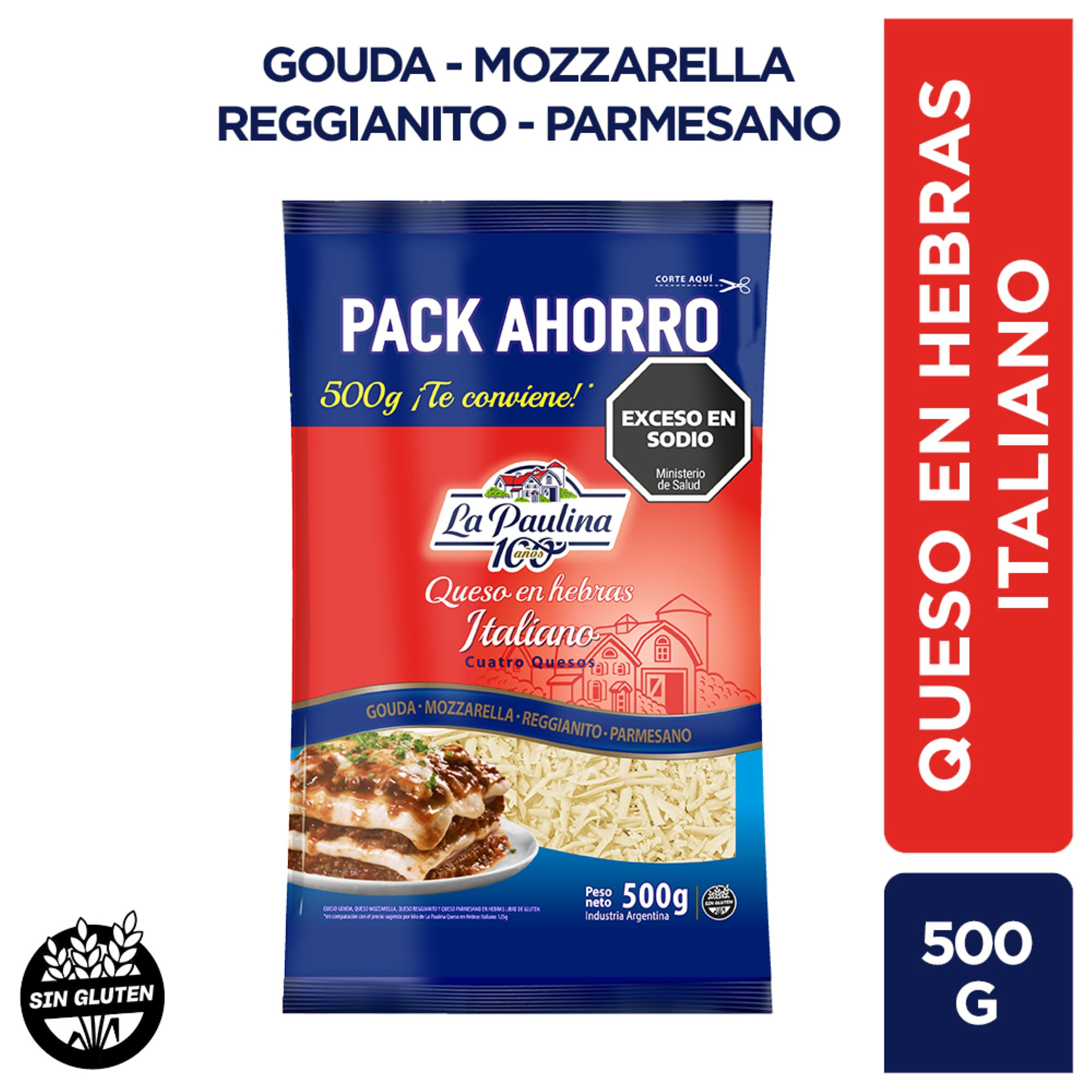 La Paulina queso en hebras italiano 500 grs
