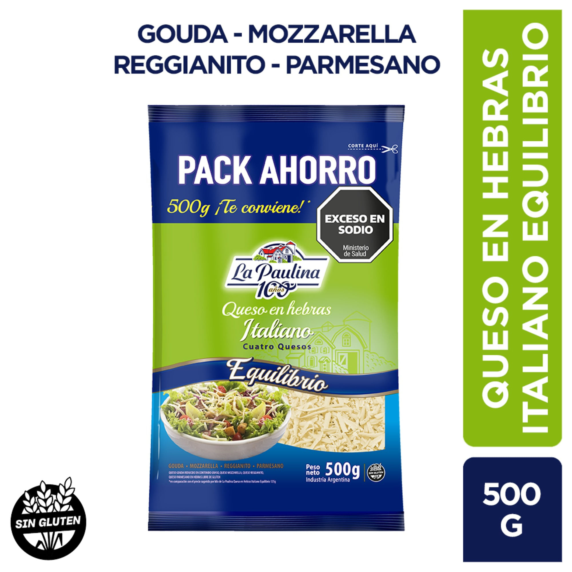 La Paulina queso en hebras italiano equilibrio 500 grs