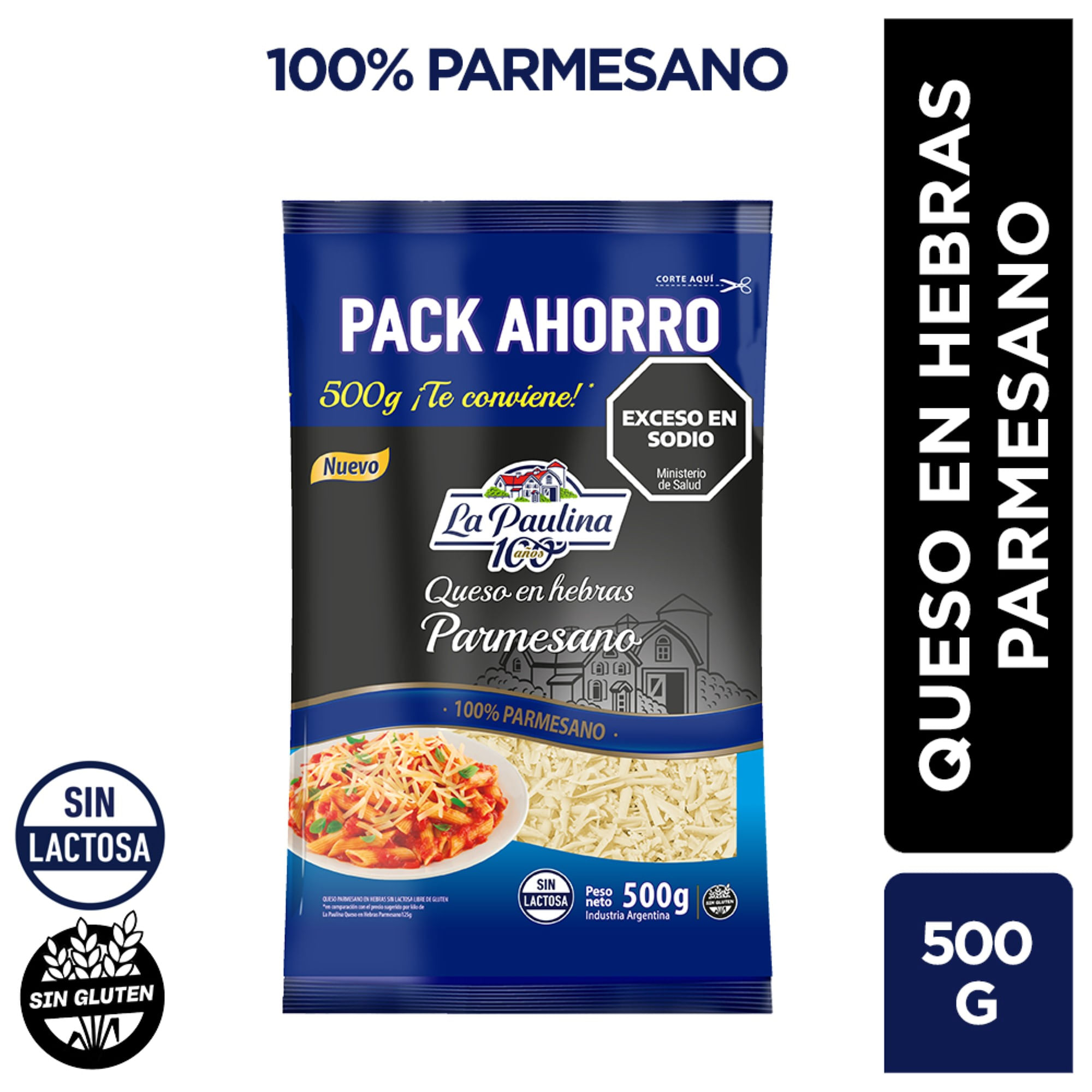 La Paulina queso en hebras parmesano 500 grs