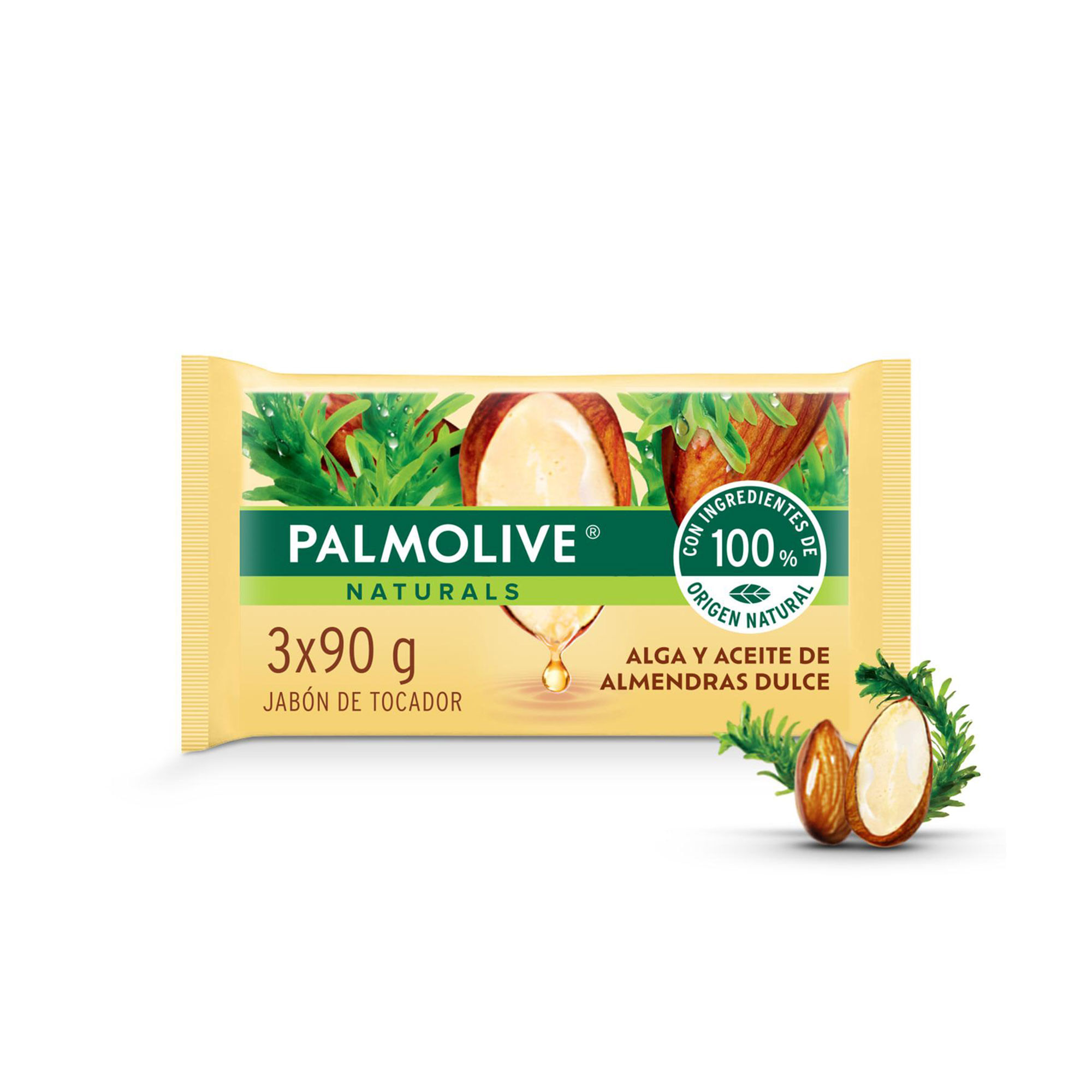 Jabón de tocador Palmolive Naturals alga y almendra dulce 90 g 3 uni