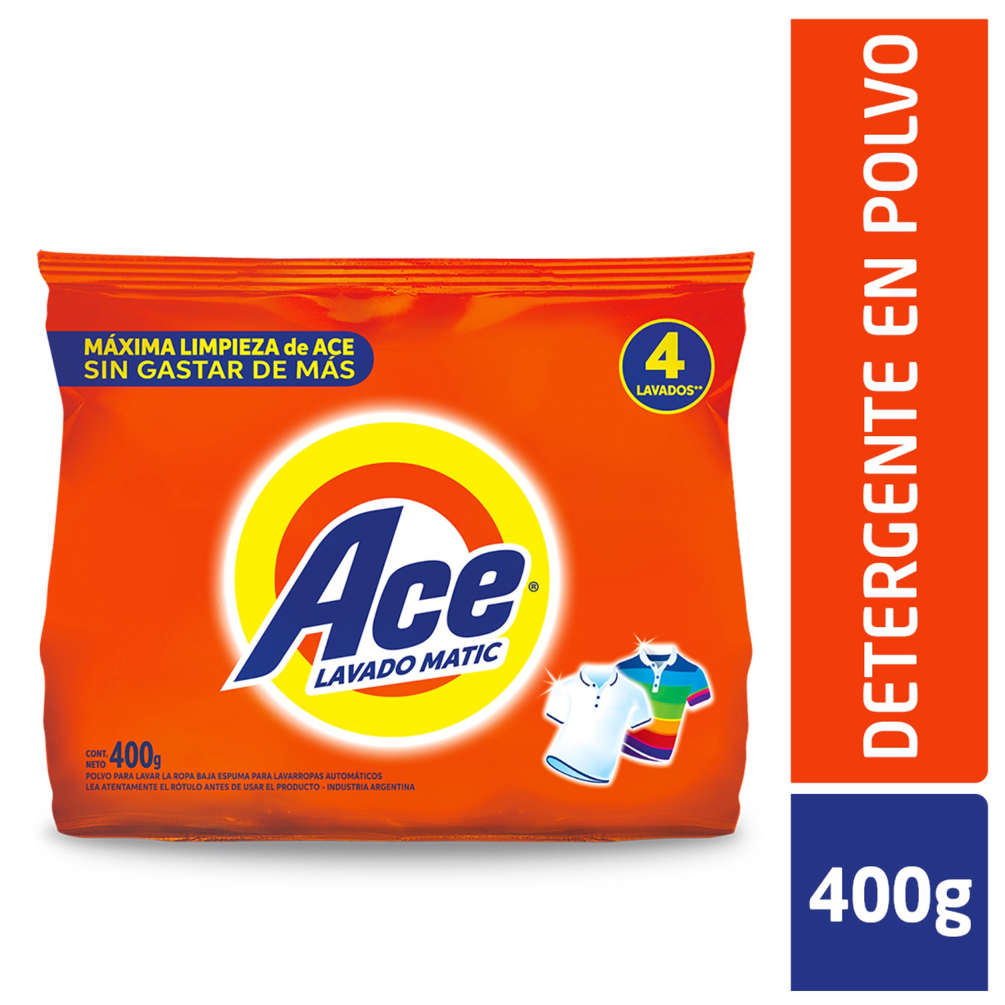 Detergente en polvo Ace clásico baja espuma 400 grs
