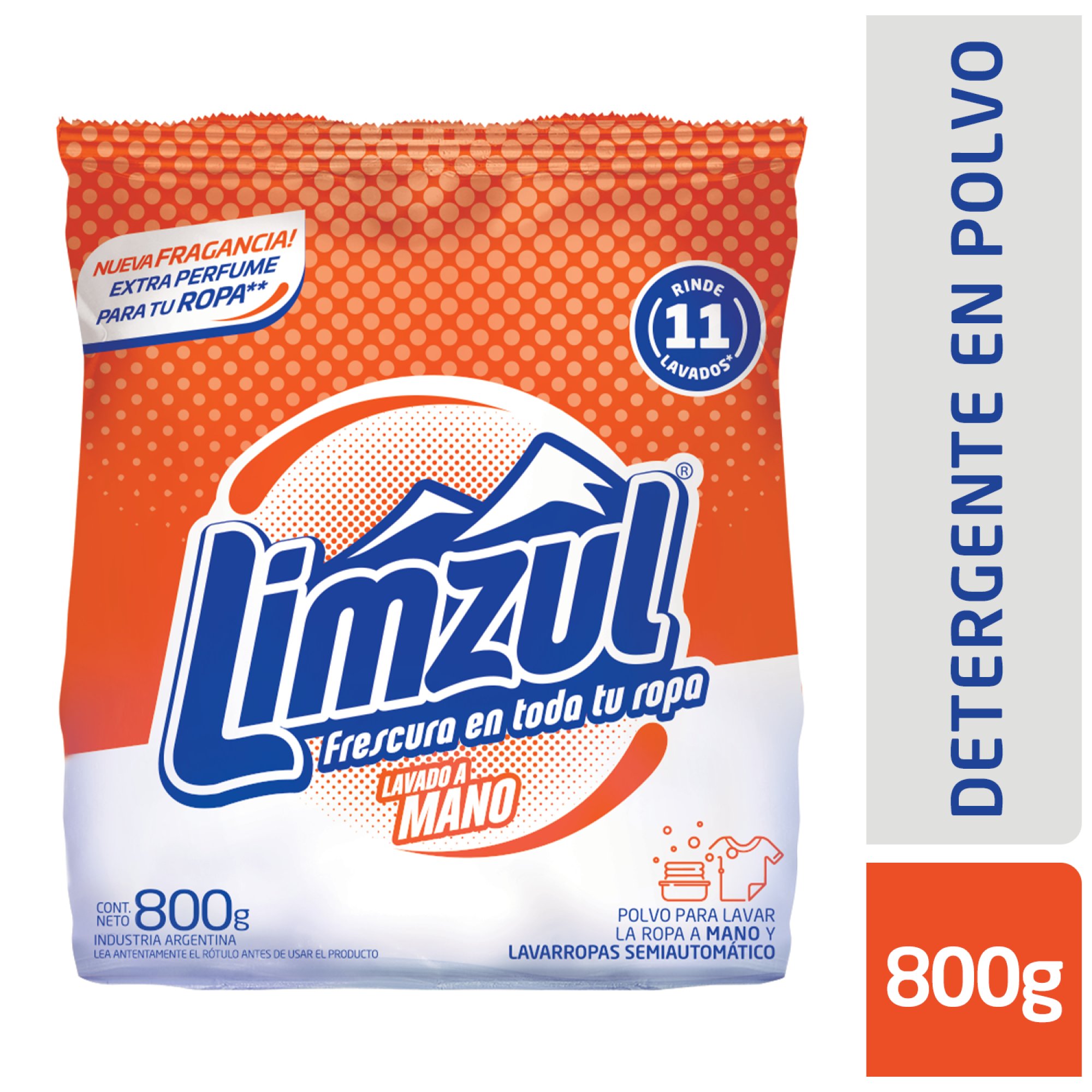 Jabón en polvo Limzul fragancia larga 800 g.