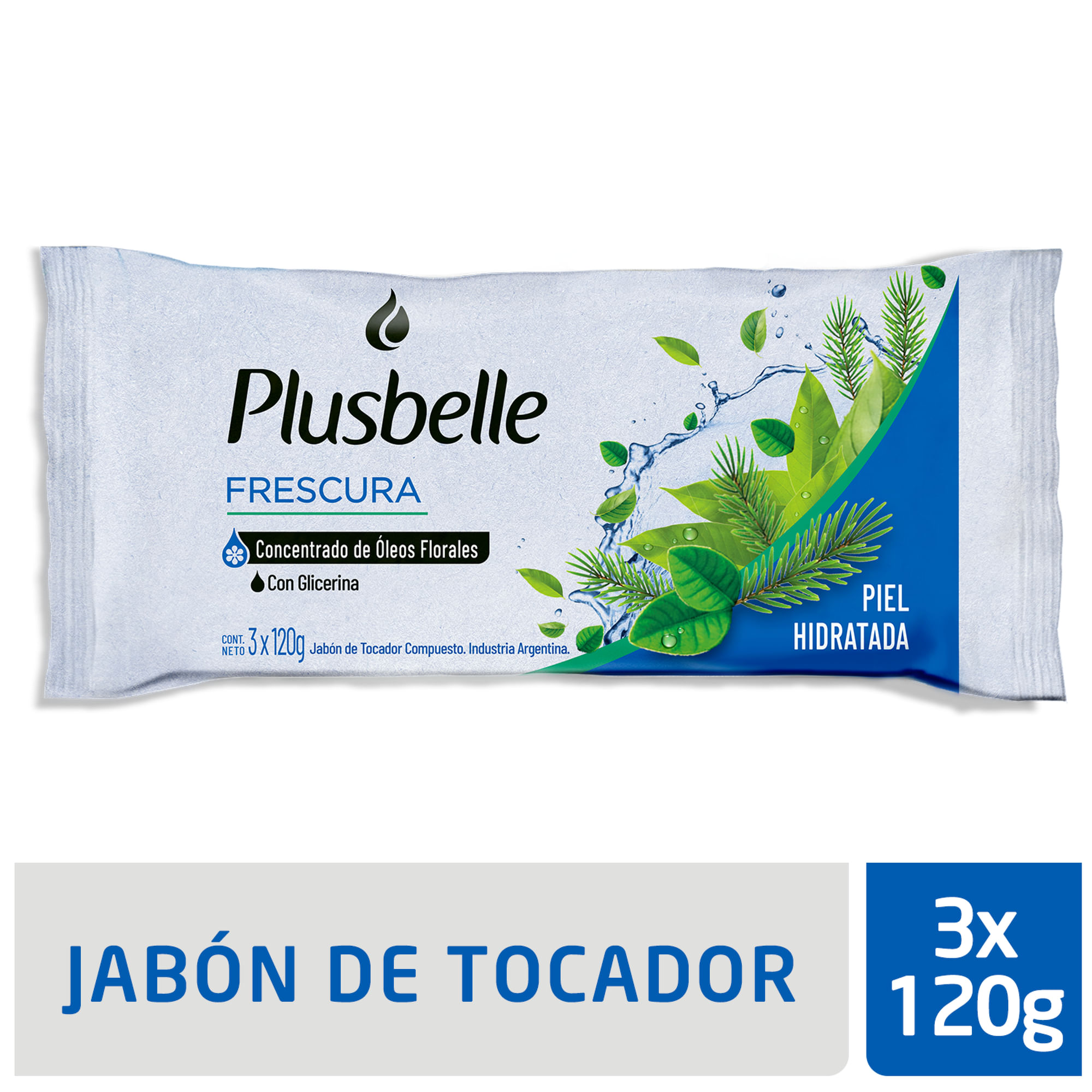 Plusbelle jabón de tocador Frescura vital glicerina x3 120 grs