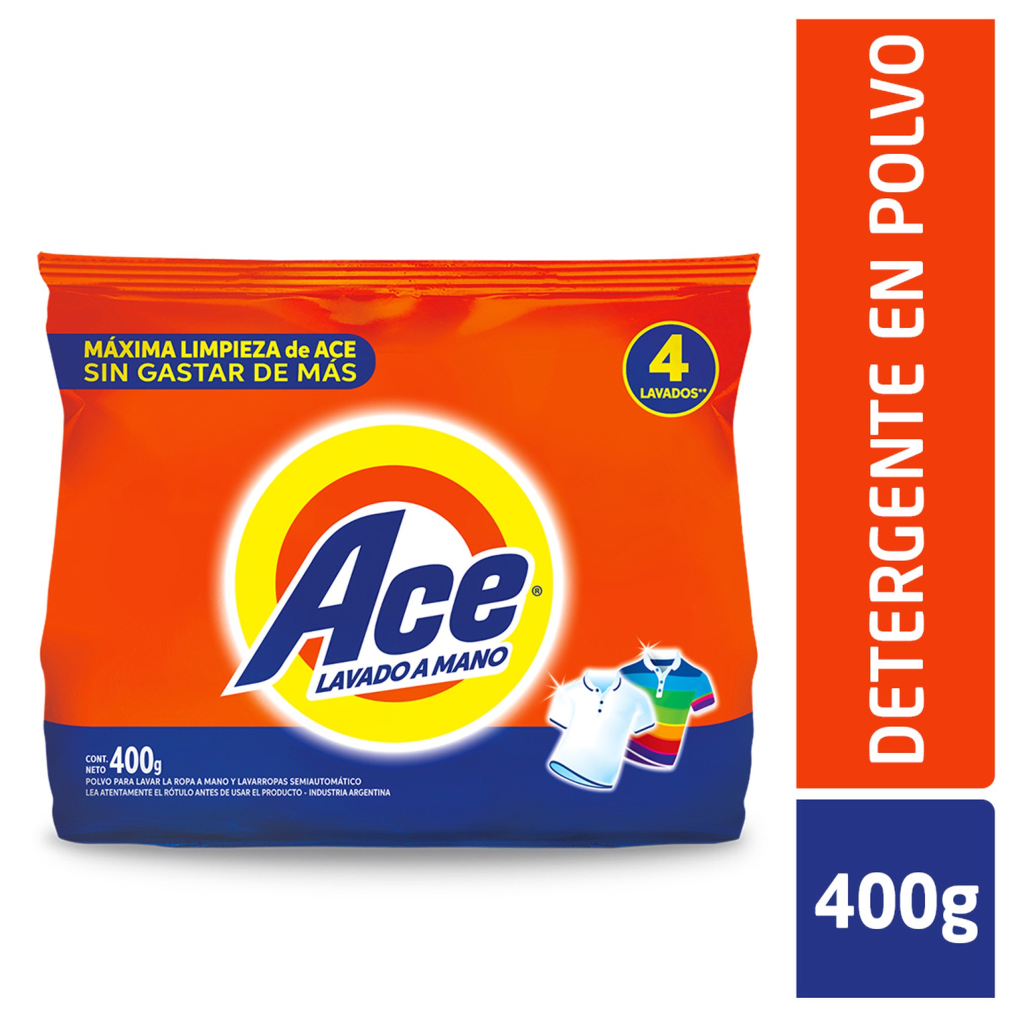 Detergente en polvo Ace clásico alta espuma 400 grs