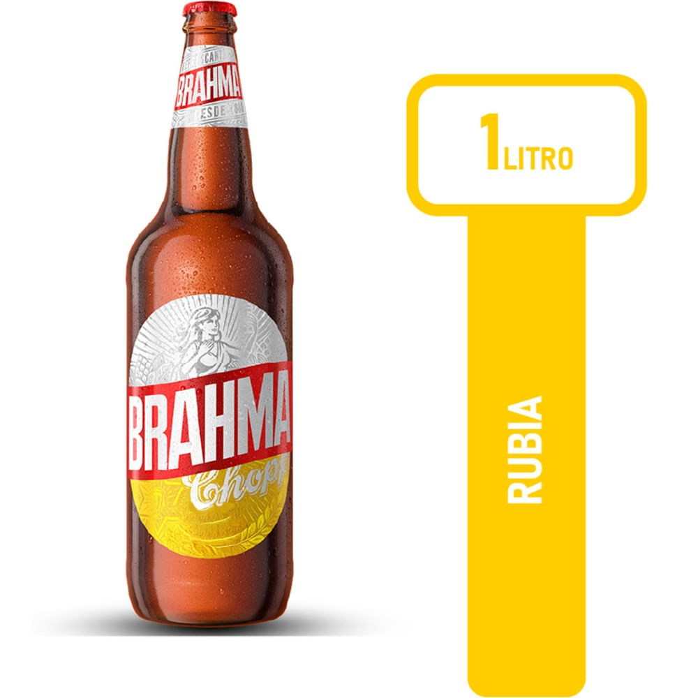 Cerveza rubia Brahma 1 lt